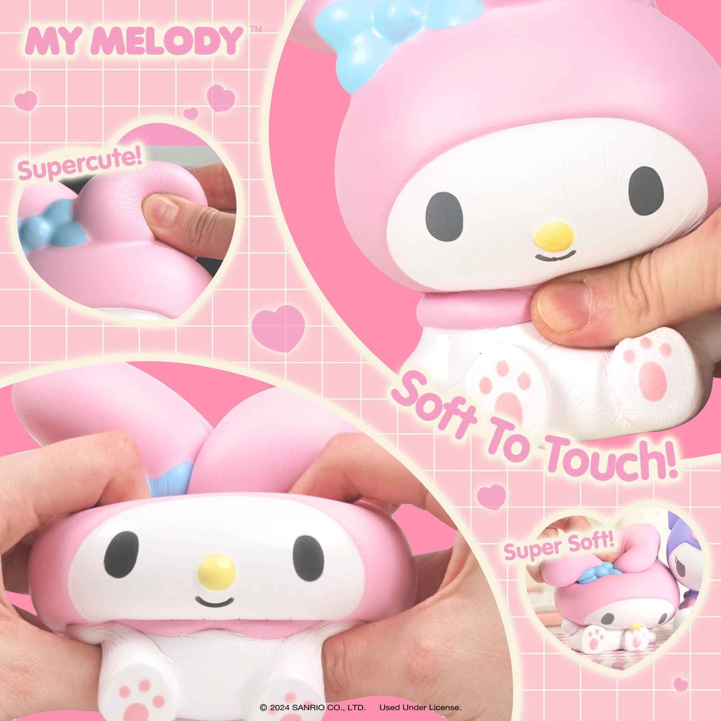 Hamee SquiSHU Buddy Hello Kitty and Friends Kuromi, Cute Birthday Gift, Official Merchandise, Toys for Kids & Adult, Model Jumbo Squishy for Collectors