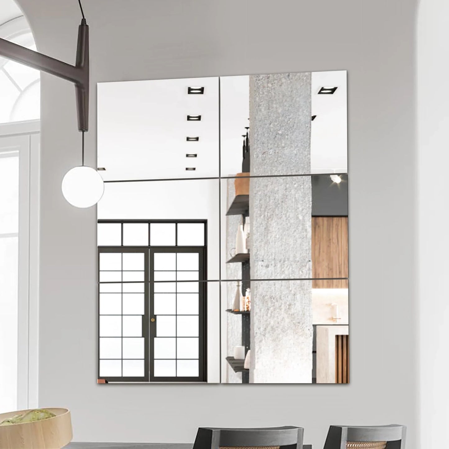 Delma Home Gym Mirrors, 12'' x 12'' Glass Mirror Tiles (16 PCS), Square Large Wall Mirror for Home Gym, Bedroom, Door,Bathroom, Frameless Mirror Sets - Jlhbookstore.store