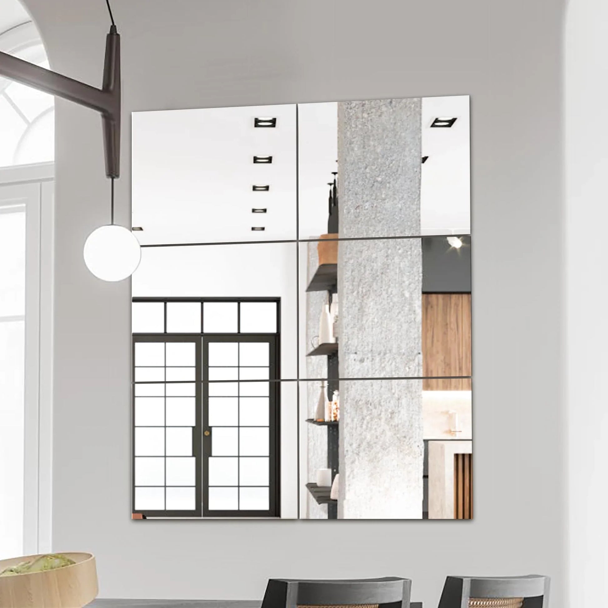 Delma Home Gym Mirrors, 12'' x 12'' Glass Mirror Tiles (16 PCS), Square Large Wall Mirror for Home Gym, Bedroom, Door,Bathroom, Frameless Mirror Sets - Jlhbookstore.store