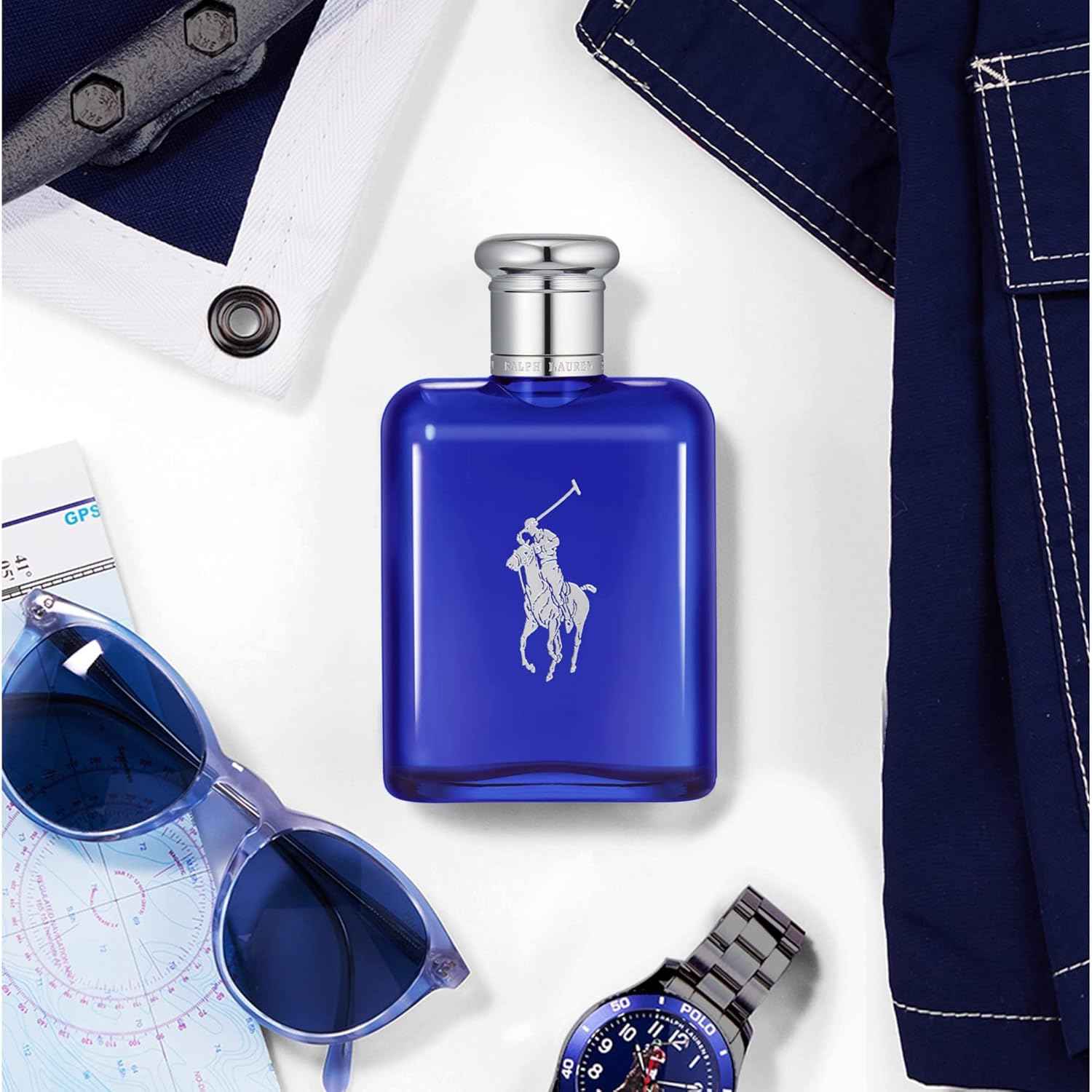 RALPH LAUREN FRAGRANCES - Polo Blue - Eau de Toilette - Men's Cologne - Aquatic & Fresh - With Citrus, Sage, and Suede - Medium Intensity