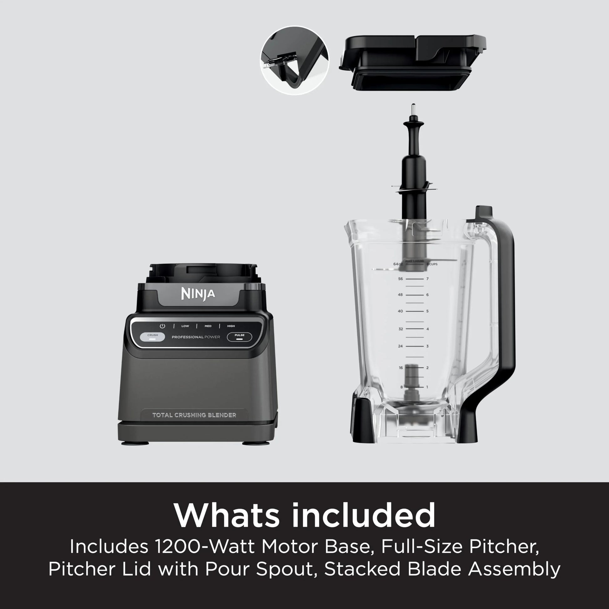 Ninja Professional Blender 1000W, Total Crushing Technology- Smoothies, Ice Crushing & Frozen Fruit, Full-Size Countertop Blender, 72-oz. Pitcher, Black & Grey, BL610 - Jlhbookstore.store