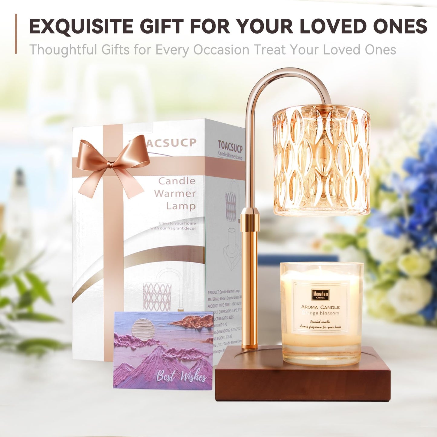 Candle Warmer Lamp with 3 Bulbs, Adjustable Height Dimmable Candle Warmer with Timer, Candle Lamp with Charming Gift Box Ribbon,Birthday Gifts for Women Mom, House Warming Gifts New Home Decor jlhbookstore.store