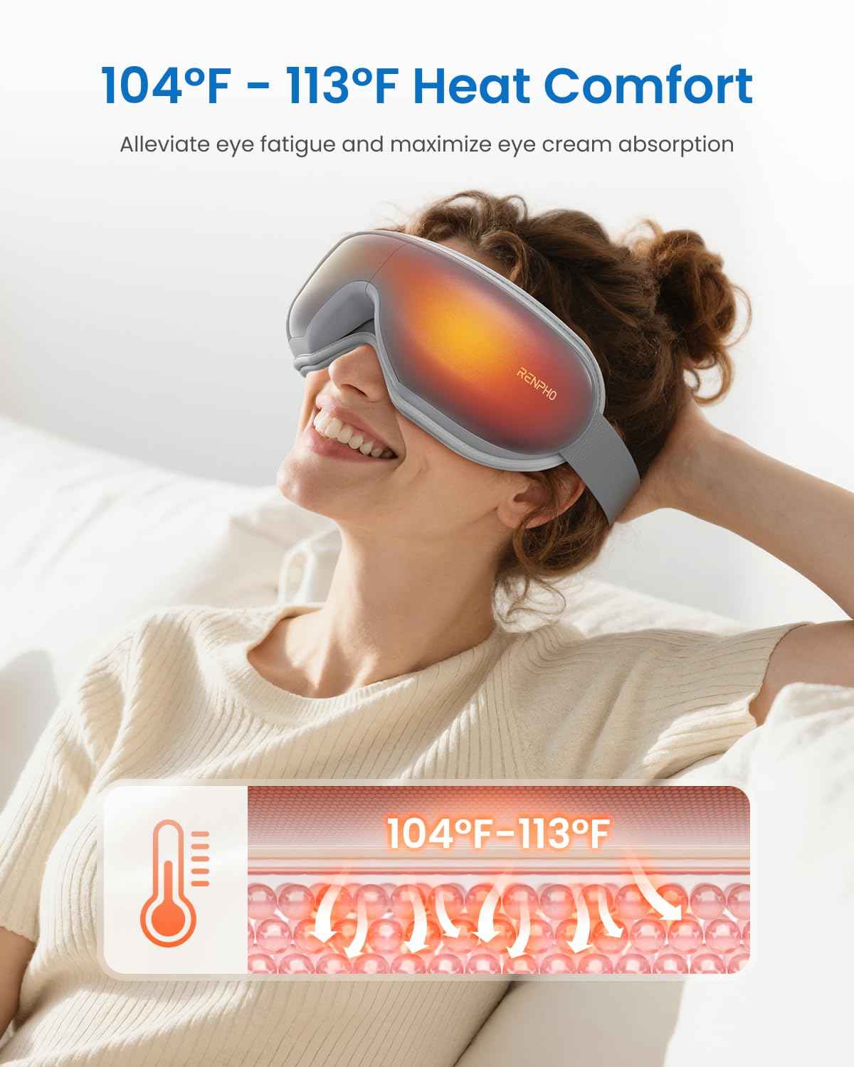 RENPHO Eyeris 1 Eye Massager with Heat, Christmas Birthday Gifts for Women Mom, FSA Eligible HSA Eye Mask for Migraine, Smart Sleep Mask for Dry Eyes Relax, Reduce Strain for Men Dad Her Him