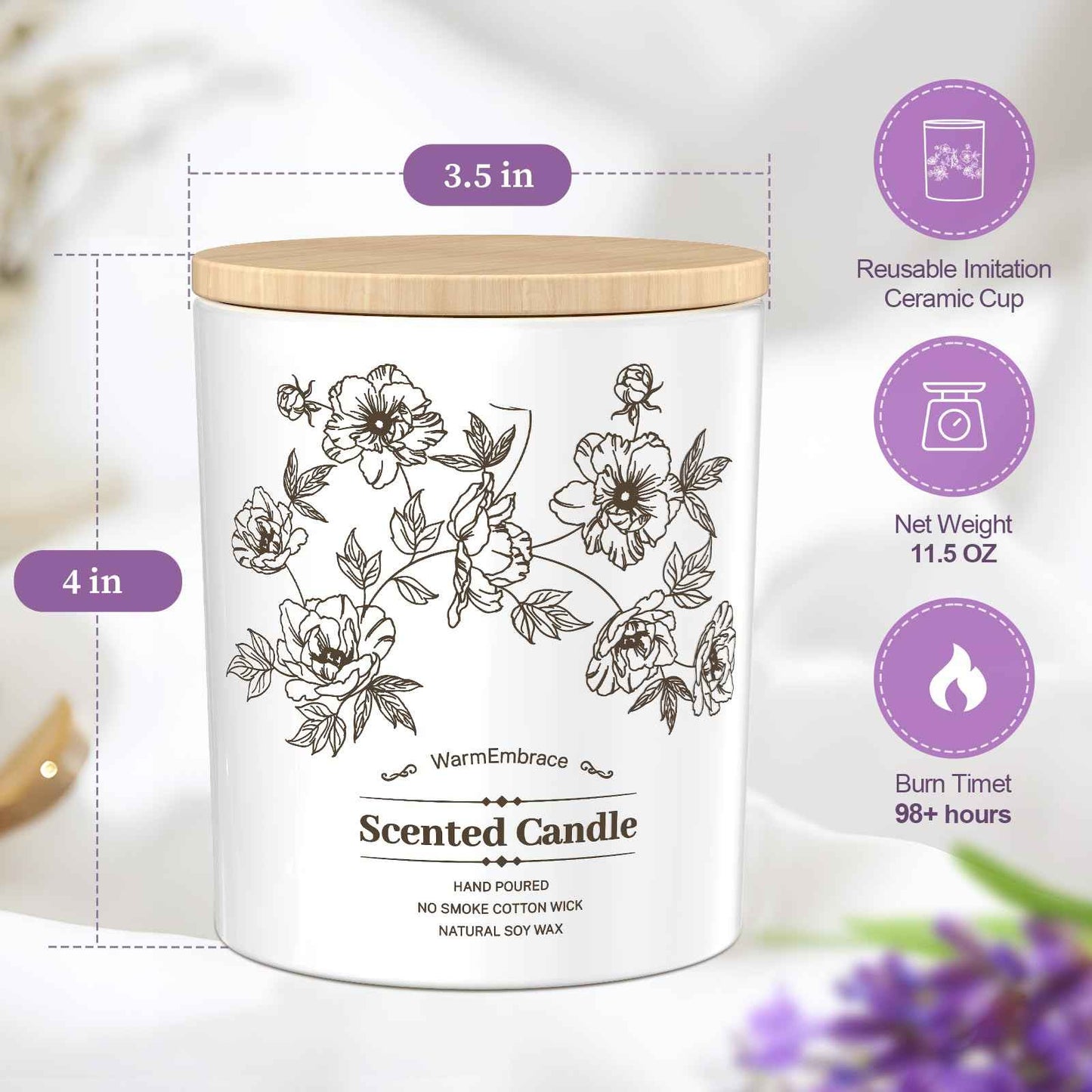 Deluxe Scented Candle for Women & Men, Vanilla Coconut Soy Wax Candle, 8 Oz Jar Candle for Home, Scented-60 Hours Long Lasting Burning, Suitable Gift for Mom
