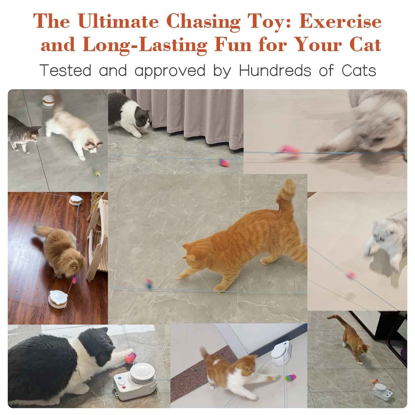 Interactive Cat Toy for Indoor Cats – Automatic Moving & Enrichment Toy for Indoor Cats/Kitten, Auto/Manual Control Cat Treadmill for Exercise & Mental Stimulation, Stimulating Chase Toys (H1K2)