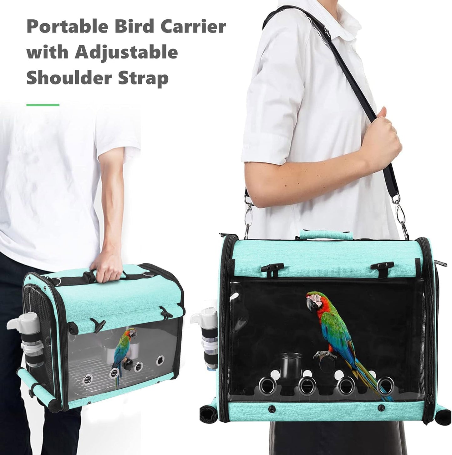 SUERTREE Bird Carrier Bag With Stand, Lightweight Backpack for Parrot, Portable Travel Cage, Pet Transparent Breathable Carrier