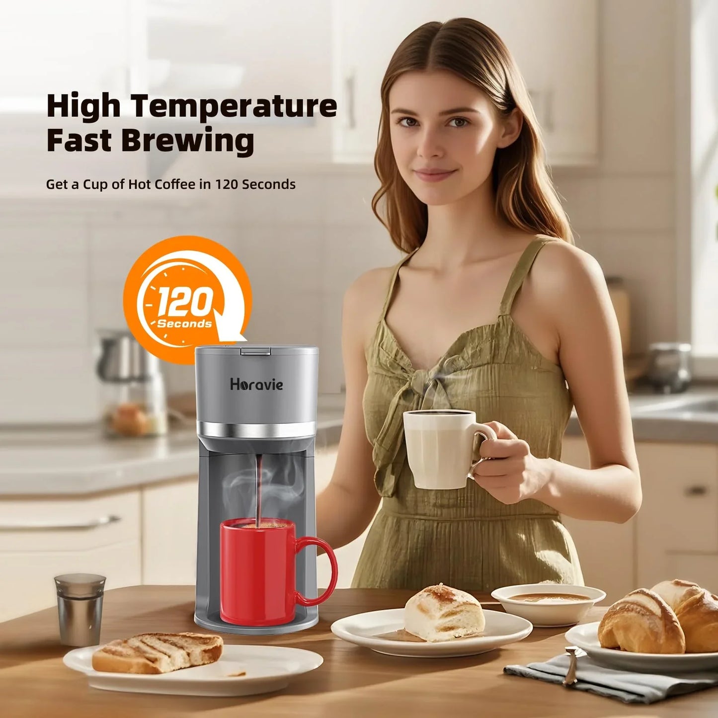 Mini Single Serve Coffee Maker for K Cup and Ground Coffee, Fast Brew One Cup Coffee Machine with Descaling Reminder and Water Window, 6 to 12 oz. Brew Sizes, Black - Jlhbookstore.store