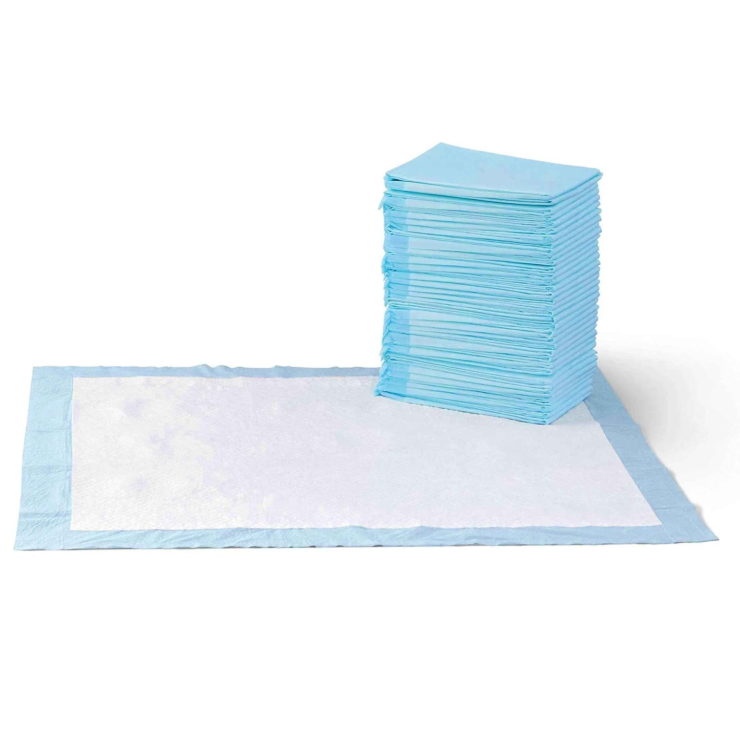 Amazon Basics Dog and Puppy Pee Pads, 5-Layer Leak-Proof Super Absorbent, Quick-Dry Surface, Potty Training, Regular (22x22"), 100 Count, Blue & White