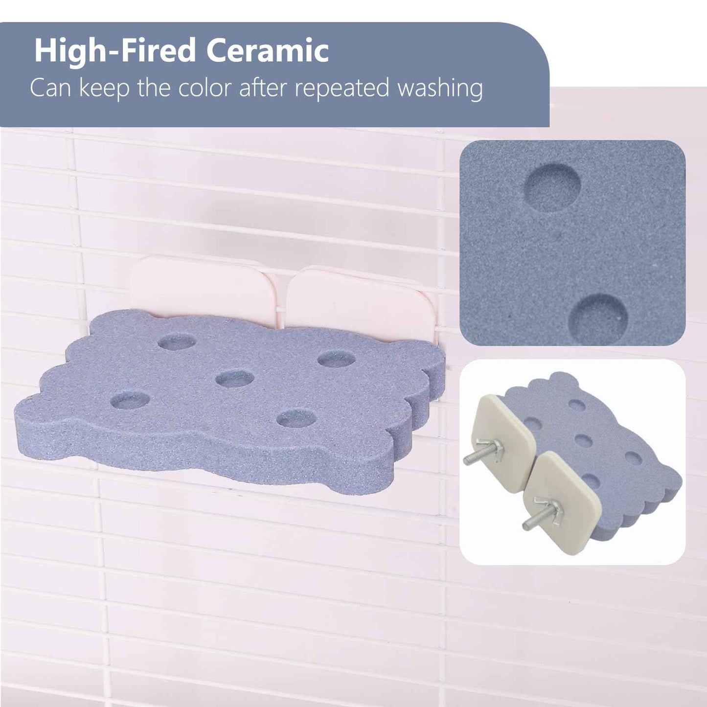 Bird Perch Stand for Parrots – Natural Ceramic Grinding Stick for Beak, A Safe, Non-Shedding Chewing and Claw-Trimming Perch for Parrots (Blue, Medium Size)