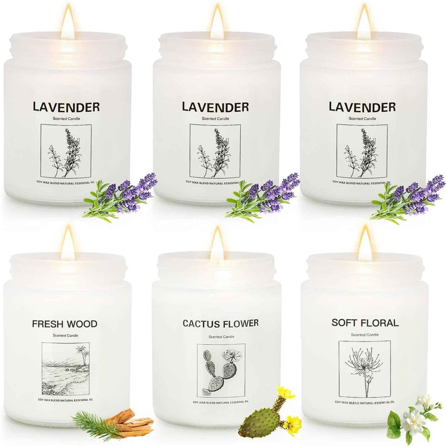 Lavender Candle Gift Set, 4 Pack Soy Wax Scented Candles for Home – Lavender, Sage & Ponderosa Pine – Aromatherapy Candles for Relaxation, Stress Relief & Christmas Gifts for Women