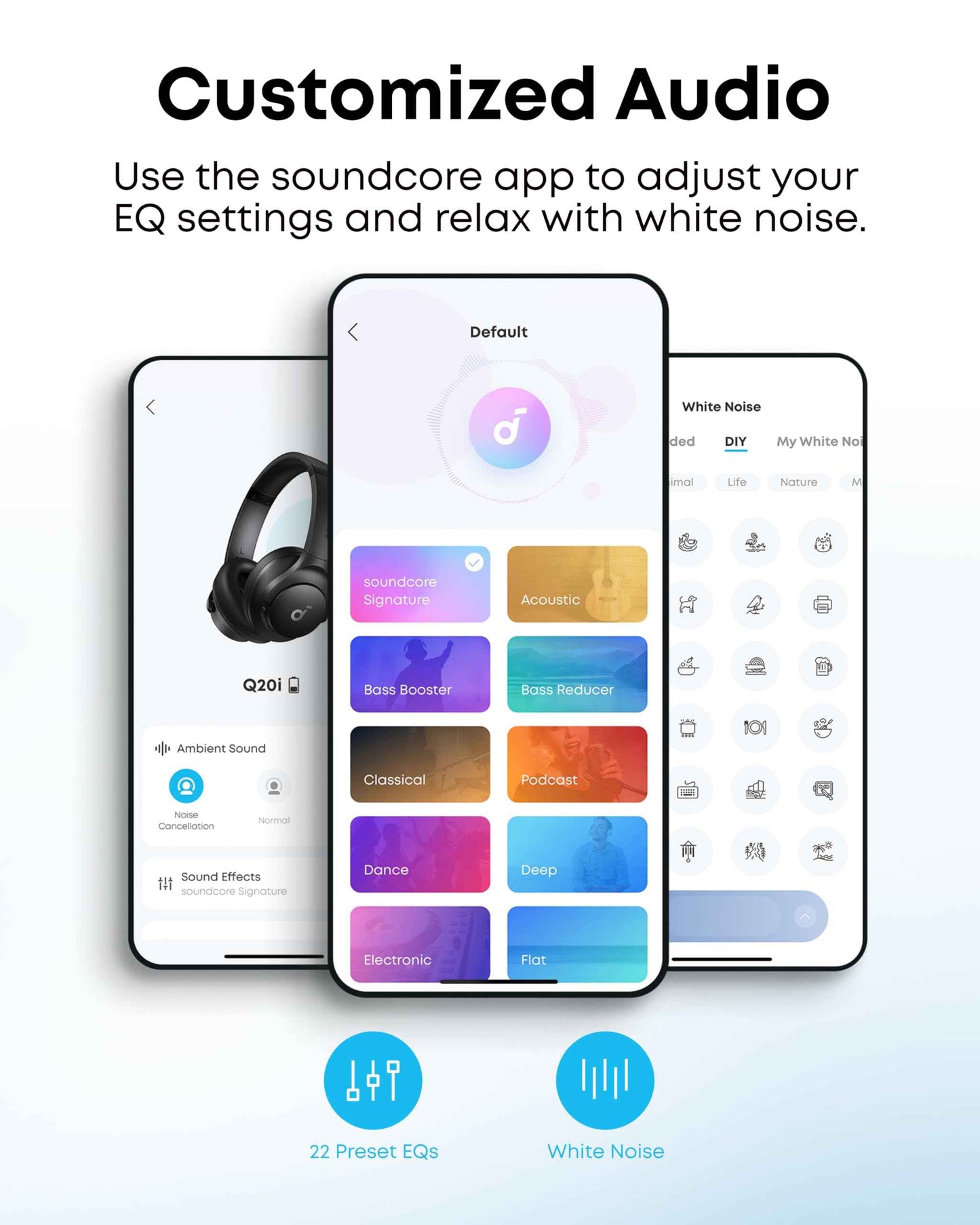 Soundcore by Anker Q20i Hybrid Active Noise Cancelling Headphones, Wireless Over-Ear Bluetooth, 40H Long ANC Playtime, Hi-Res Audio, Big Bass, Customize via an App, Transparency Mode