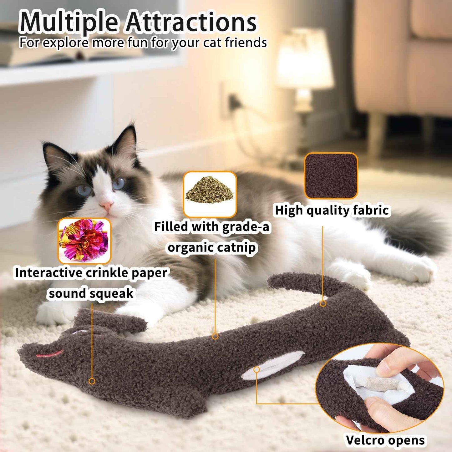 Catnip Cat Toys, Safe Teeth Cleaning Cat Nip Toys for Indoor Kitten Kitty,Interactive Plush Cat Chew Kicker Toys, 5 Pack, Vegetable Shape