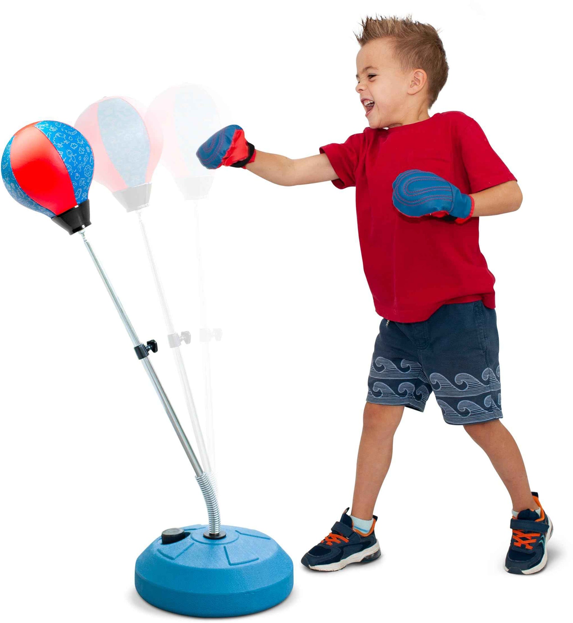 TechTools Punching Bag for Kids, Reflex Boxing Set With Stand - Includes Boxing Gloves, Height Adjustable - Gifts Idea for Boys and Girls Ages 3-8 Years Old