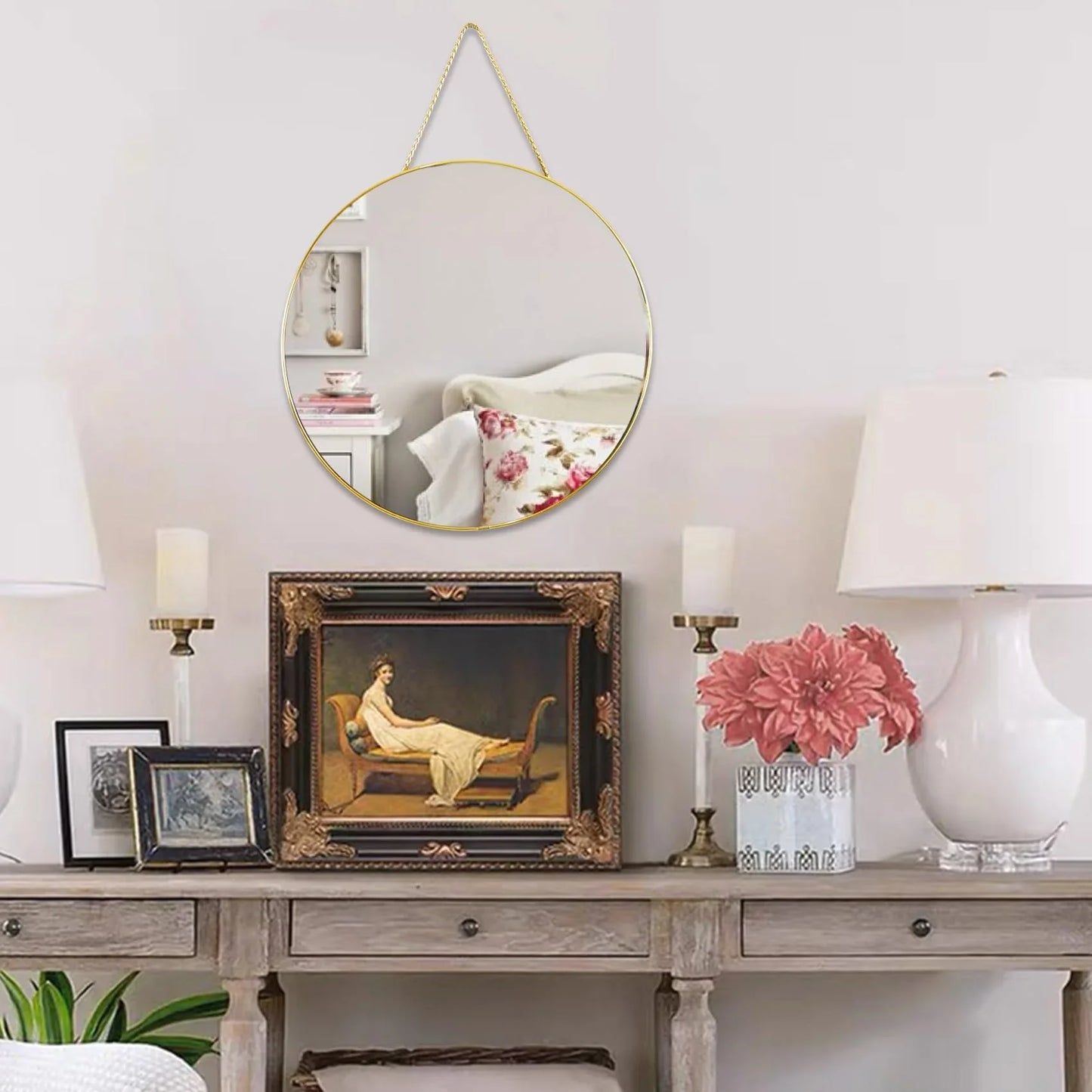 11.8-inch Small Round Wall Mirror, Gold Bathroom Mirror - Jlhbookstore.store