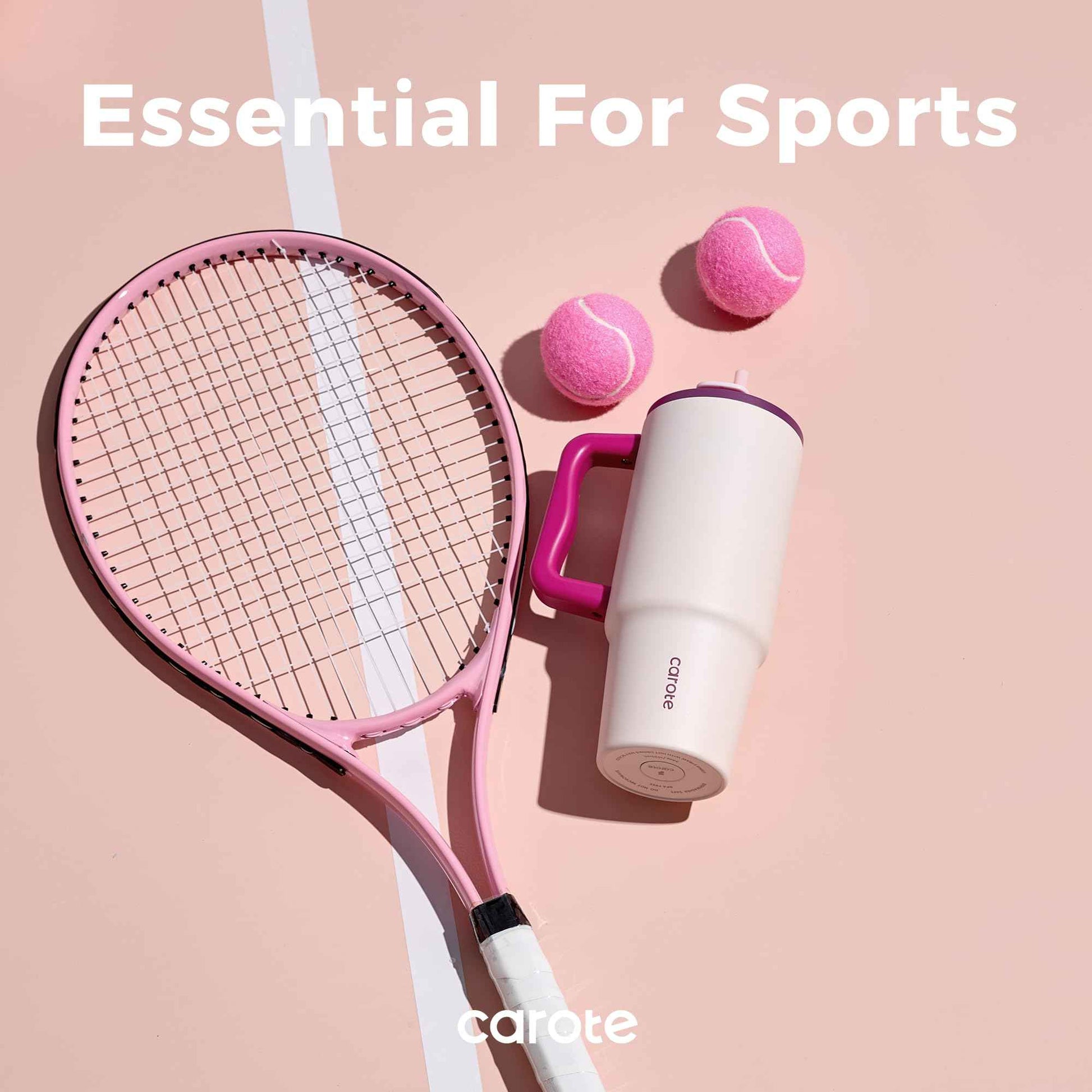 CAROTE 3-Pack Insulated Stainless Steel Water Bottles with Upgraded Leakproof Tech, Travel Coffee Tumplers with Straw, 34/24/24 oz Heart Paradise Straw Tumbler Set of Three (Blue)