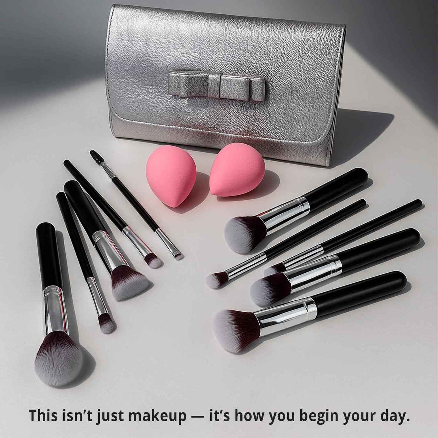 BEAKEY Makeup Brushes Set, Professional Foundation Eyeshadow Concealer Blush Powder Bronzer Applicator, 2 Blender Sponge with Beauty Paper Case stocking stuffers