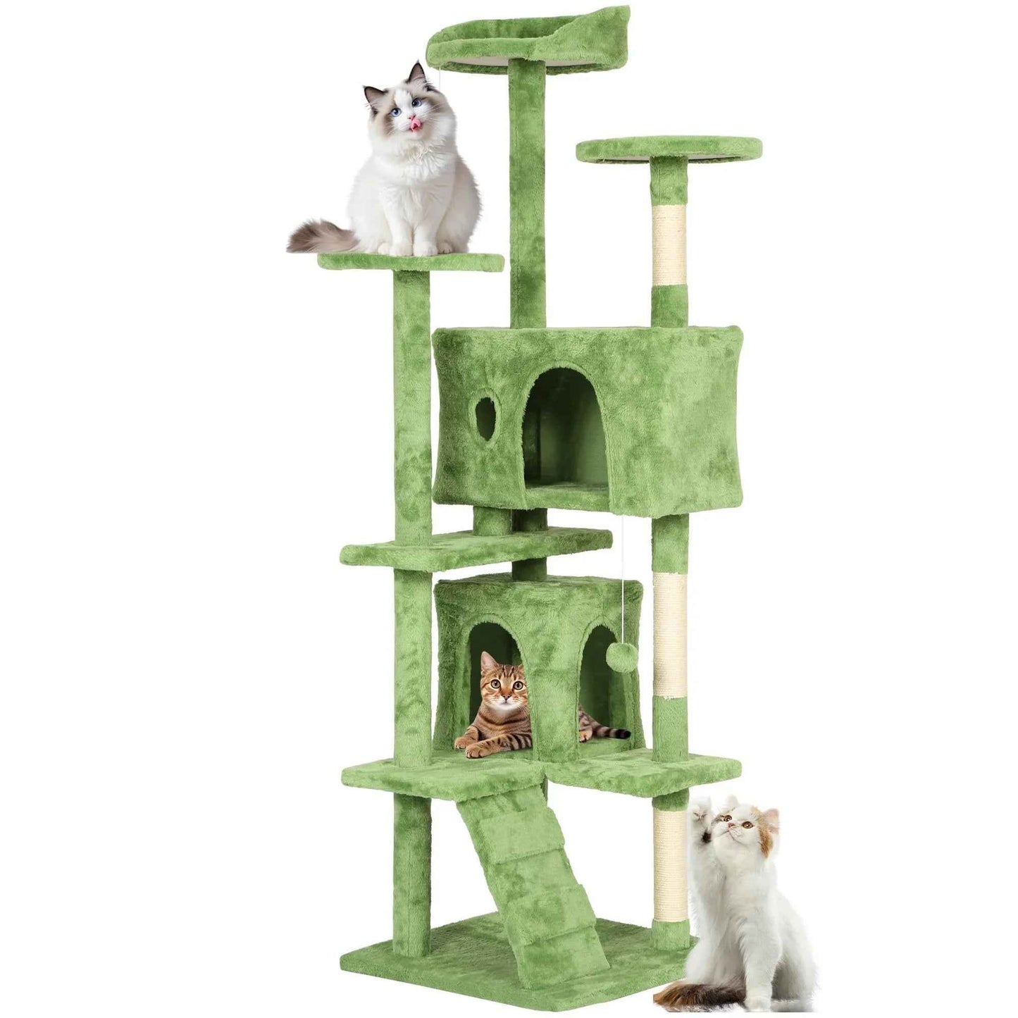 FDW Cat Tree 54in Cat Tower Multi-Level Durable Cat Scratching Post & Cozy Fun Cat Jumping Platform Space Saving Cat Condo Pet Play House for Indoor Cats,Dark Gray