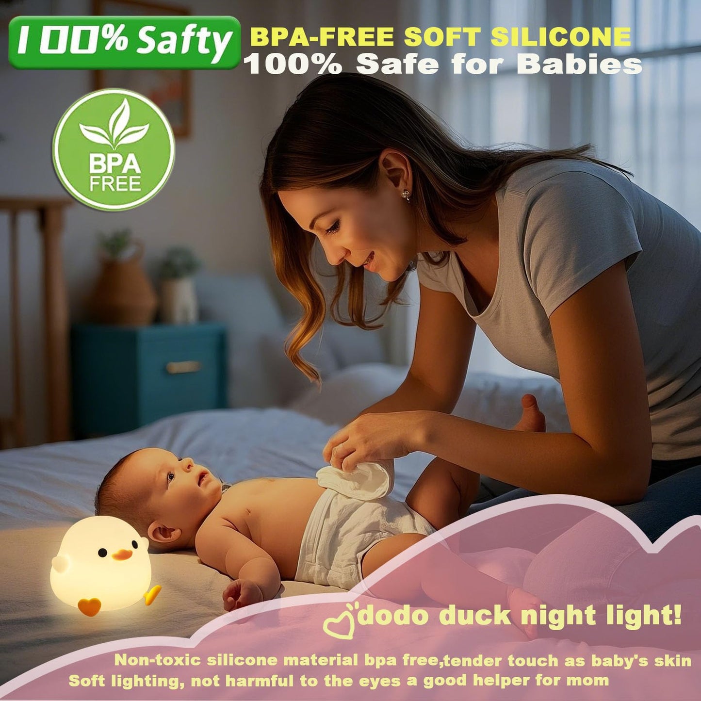 DREAMING MY DREAM Cute Duck Lamp,Do Do Duck Night Light,Silicone Squishy Nursery Bedside Lamp,USB Rechargeable Touch Table Lampfor Bedrooms, Living Room Decor Gift Toy jlhbookstore.store
