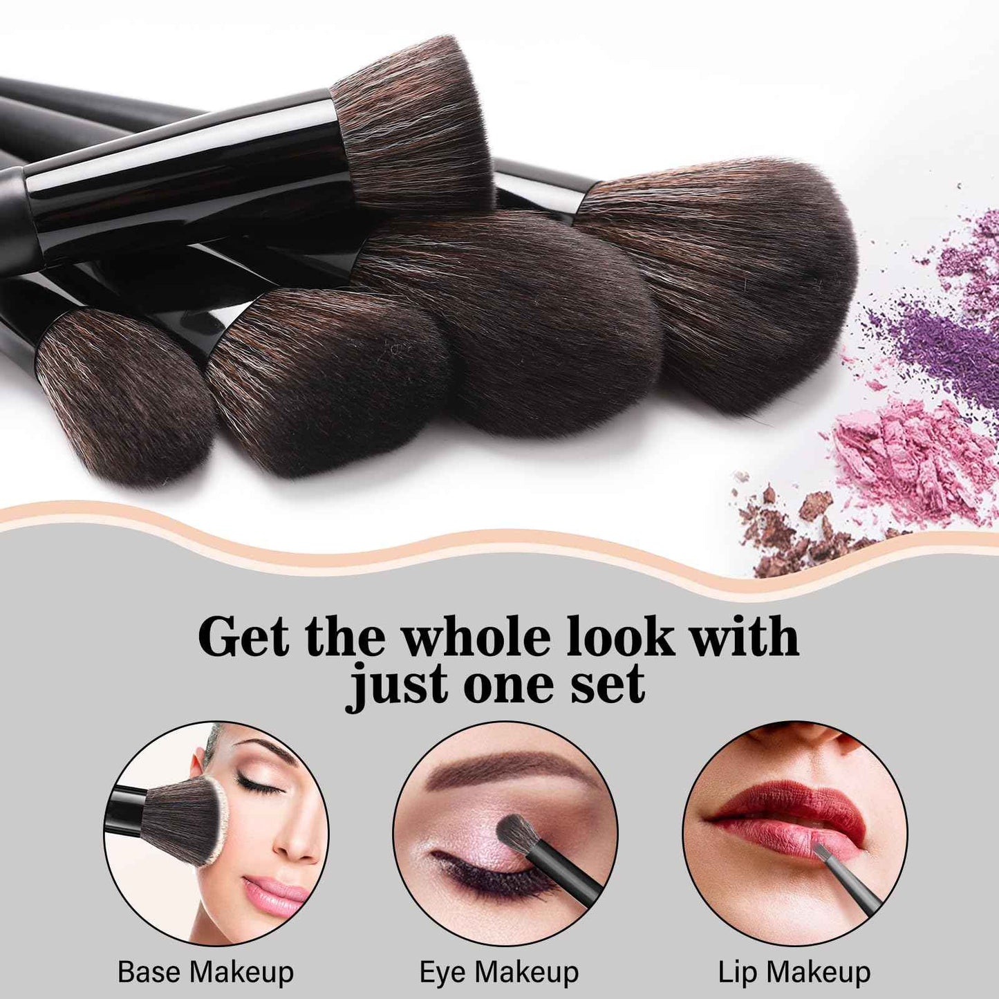 Makeup Brushes With Case 20PCs Professional Makeup Brush Set, Foundation Powder Eyeshadow Brush Set Eyebrow Concealer Contour Travel Brushes Kit with Holder & 2 Powder Puff-White