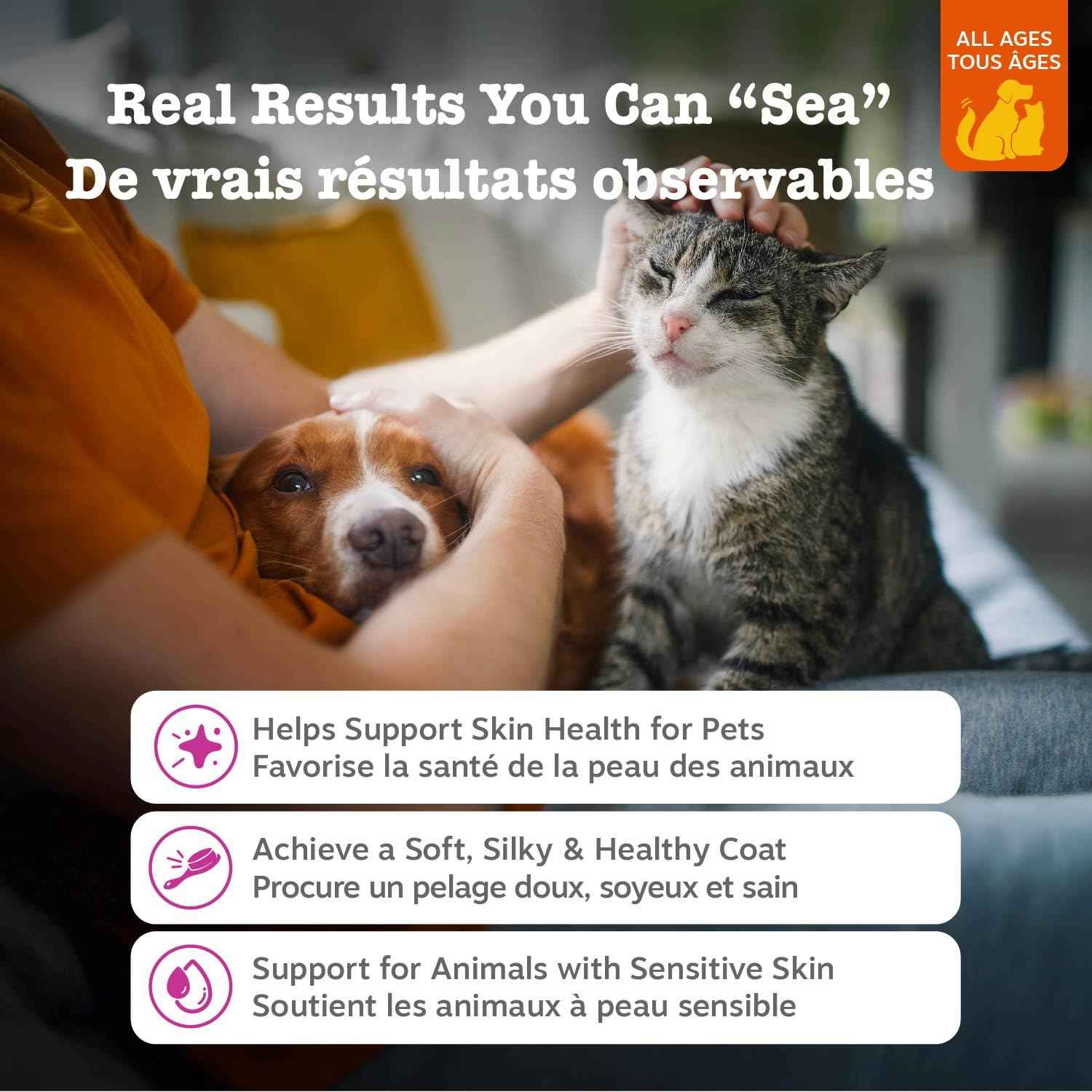 Zesty Paws Wild Alaskan Omega-3 Blend Pollock + Salmon Oil for Dogs and Cats- Skin and Coat Support, Omega 3 Supplement for Pets, 8.5oz