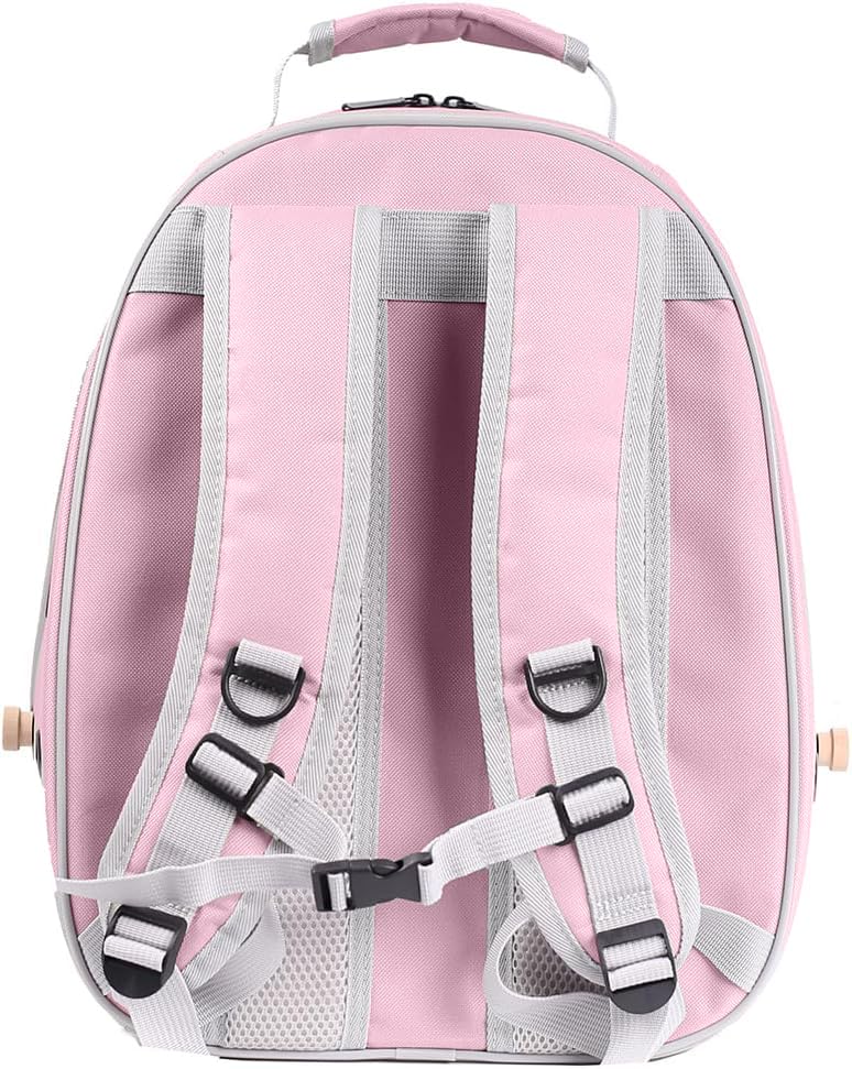 Bird Traval Carrier Cage, Clear Space Capsule Astronaut Backpack to Carry Parakeet Cockatiel Parrot with Metal Tray Wood Perch, Vet Transport School Bag