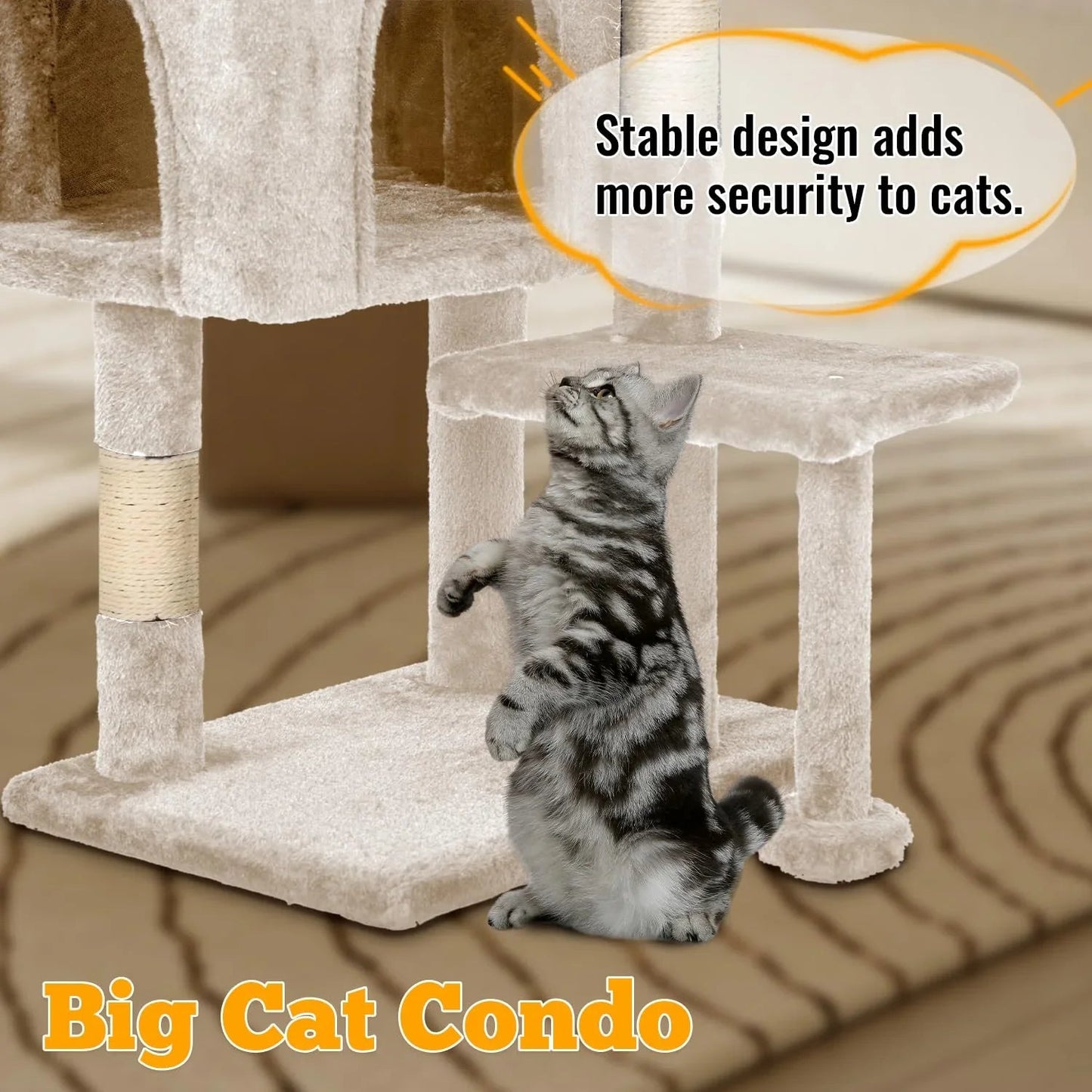 FDW Cat Tree 54in Cat Tower Multi-Level Durable Cat Scratching Post & Cozy Fun Cat Jumping Platform Space Saving Cat Condo Pet Play House for Indoor Cats,Dark Gray jlhbookstore.store