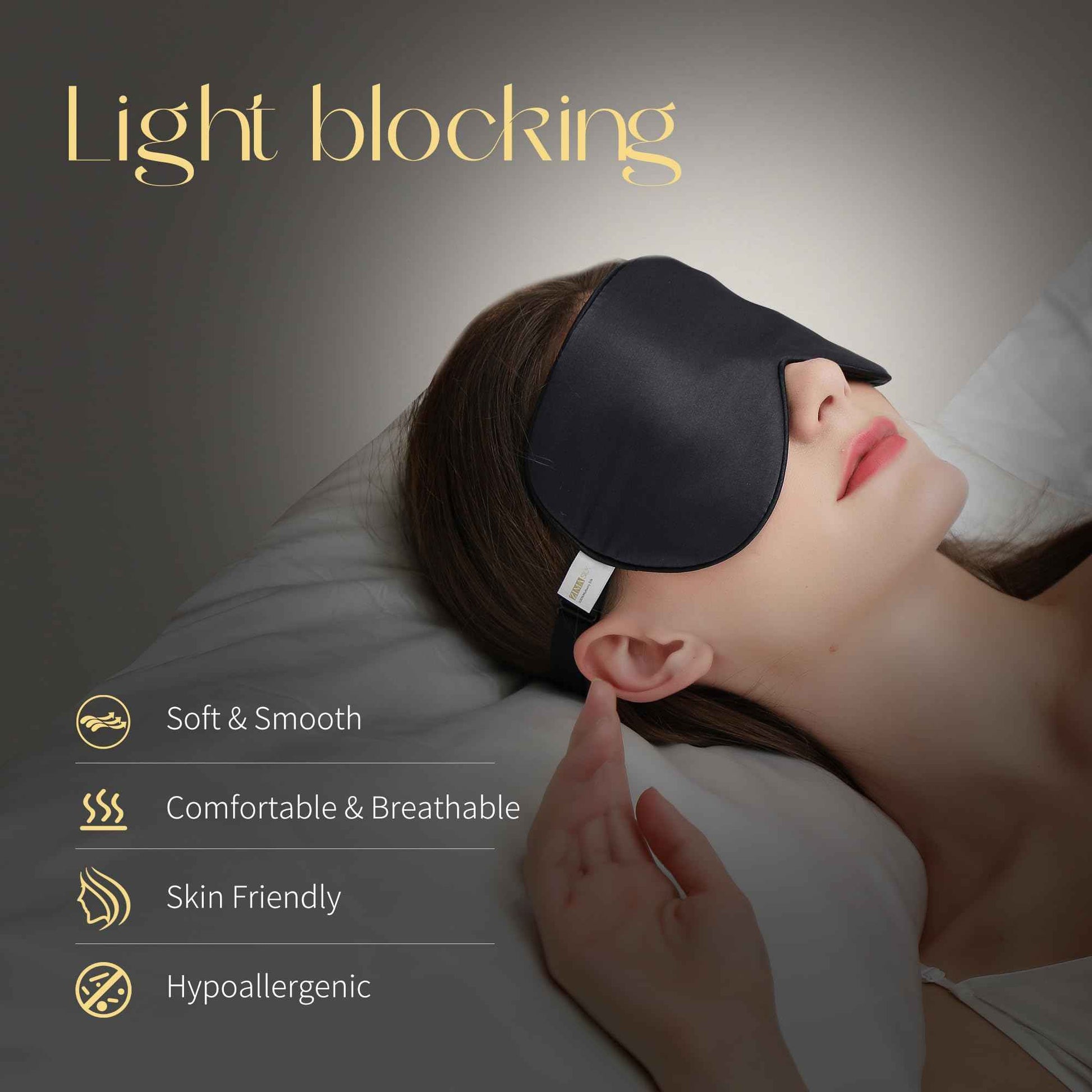 ZIMASILK 100% Mulberry Silk Sleep Mask with Adjustable Strap, Super-Smooth Soft Natural Silk Eye Mask for Sleep, Multiple Color Options(Navy Blue)