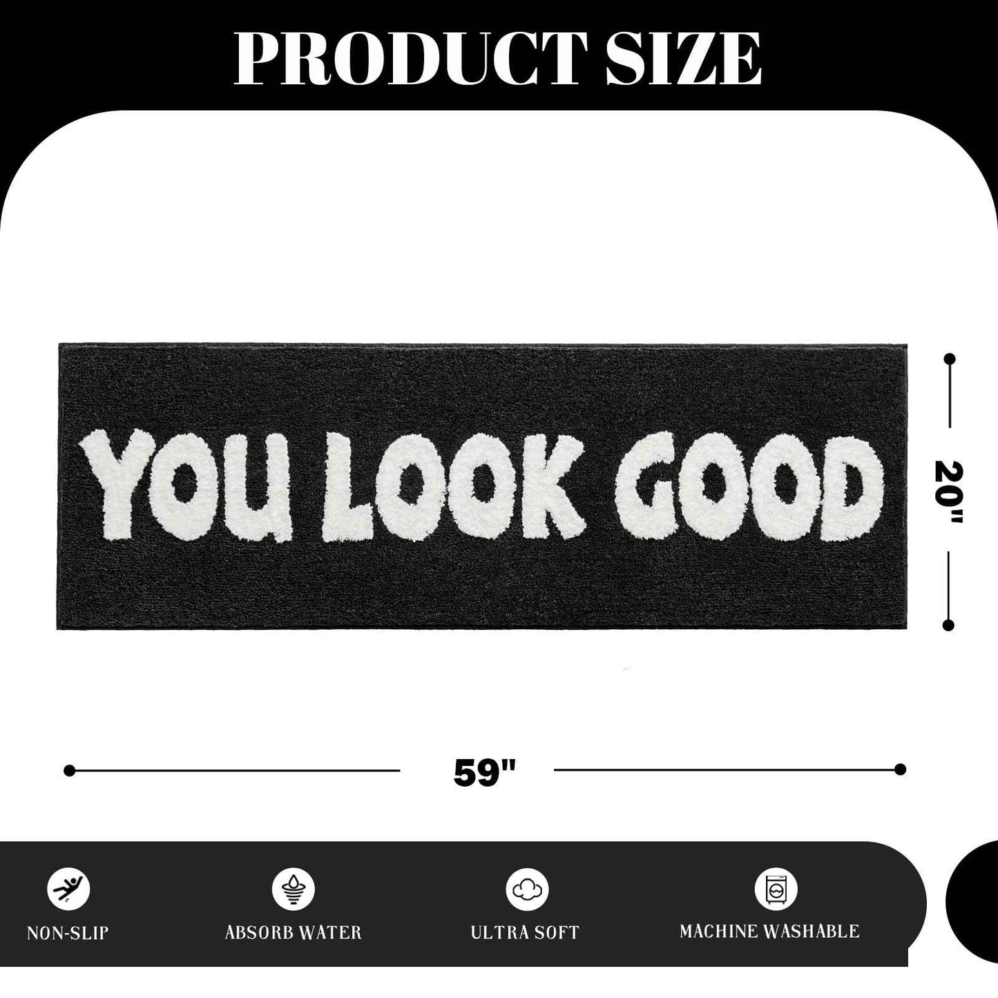 You Look Good Bath Mat Green Bathroom Rugs Funny Cute Bathroom Decor Preppy Small Cool Rug Non Slip Microfiber Washable Absorbent Shower Rug, 25”x21”…