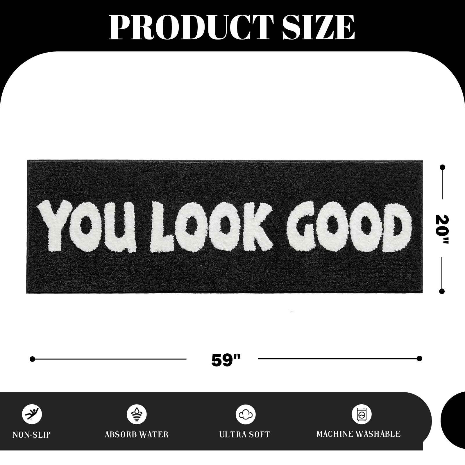 You Look Good Bath Mat Green Bathroom Rugs Funny Cute Bathroom Decor Preppy Small Cool Rug Non Slip Microfiber Washable Absorbent Shower Rug, 25”x21”…