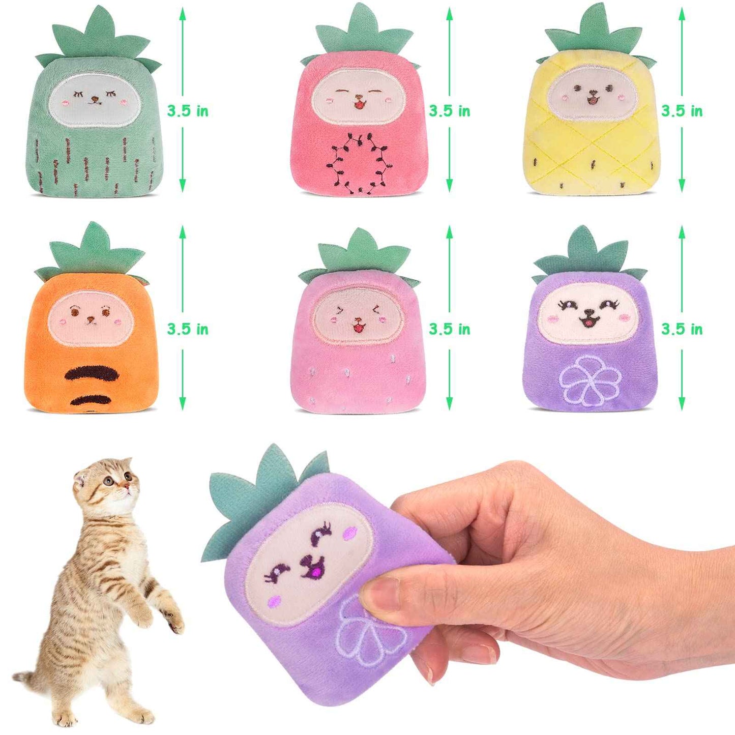 Catnip Cat Toys, Safe Teeth Cleaning Cat Nip Toys for Indoor Kitten Kitty,Interactive Plush Cat Chew Kicker Toys, 5 Pack, Vegetable Shape