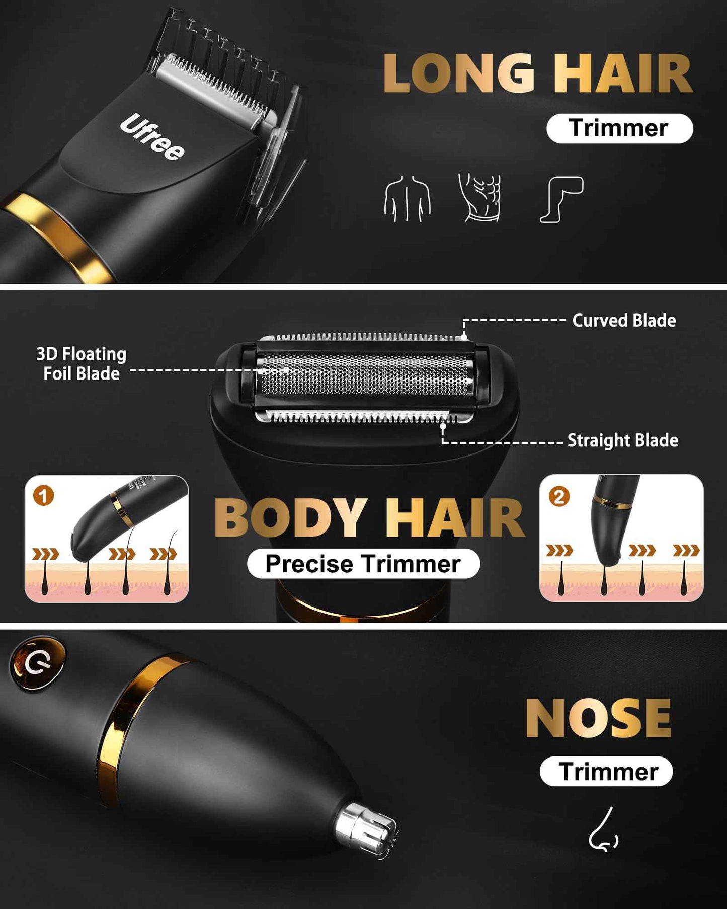 Ufree Bikini Trimmer Electric Razors for Women, Rechargeable Pubic Body Hair Trimmer Electric Shaver for Legs Body Hair, Bikini Shaver IPX7 Waterproof, Gifts for Women, Purple