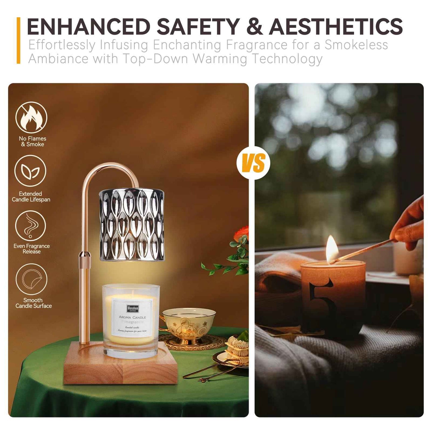 Candle Warmer Lamp with 3 Bulbs, Adjustable Height Dimmable Candle Warmer with Timer, Candle Lamp with Charming Gift Box Ribbon,Birthday Gifts for Women Mom, House Warming Gifts New Home Decor