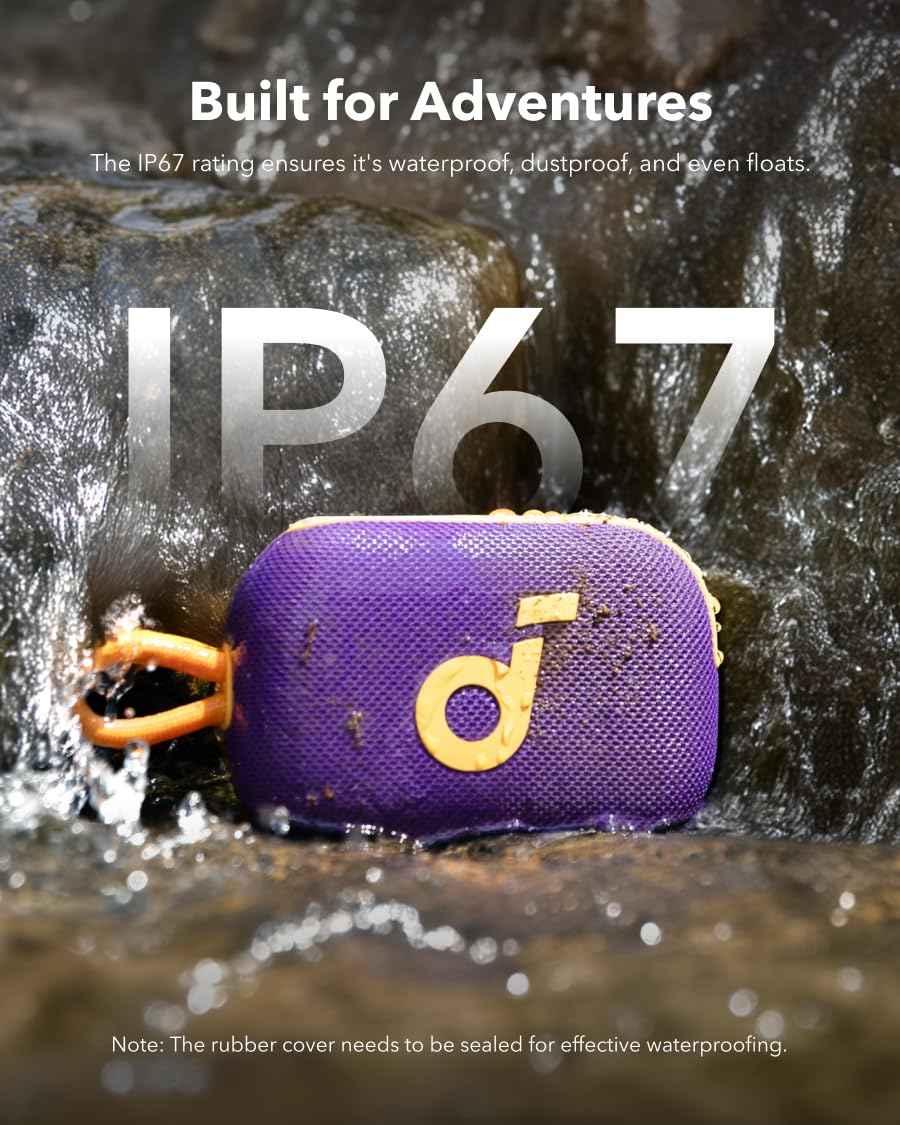 Soundcore Select 4 Go Bluetooth Shower Speaker by Anker, IP67 Waterproof/Dustproof, Ultra-Portable Speaker, Wireless, 20H Playtime, Floatable, Powerful Sound, Electronics for Outdoors/Home/Travel