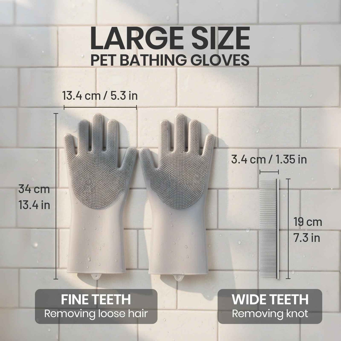 DELOMO Dog Washing Gloves 1 Pair: Soft and Gentle Silicone Pet Grooming Gloves - Bathing Scrubber Brush Mitt Grooming Shedding Fur Removal Massage for Dogs/Cats/Horse, Purple