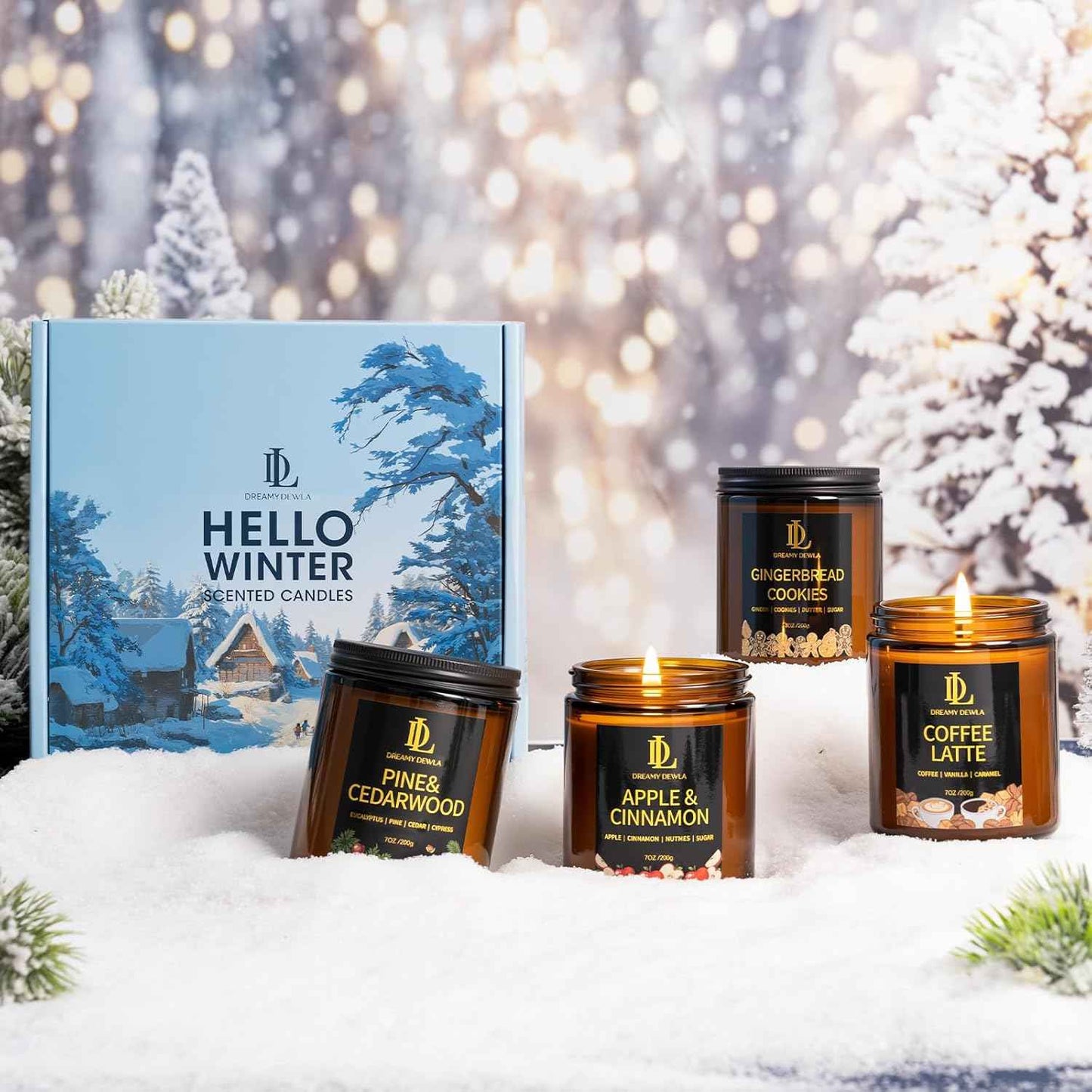 Fall Candle Set, Fall Scented Candles for Home, 4 Pack Soy Candle Set, Autumn Gifts for Women Men, Autumn Scents of Vanilla Pumpkin/Cinnamon Clove/Apple Pie/Fall Party