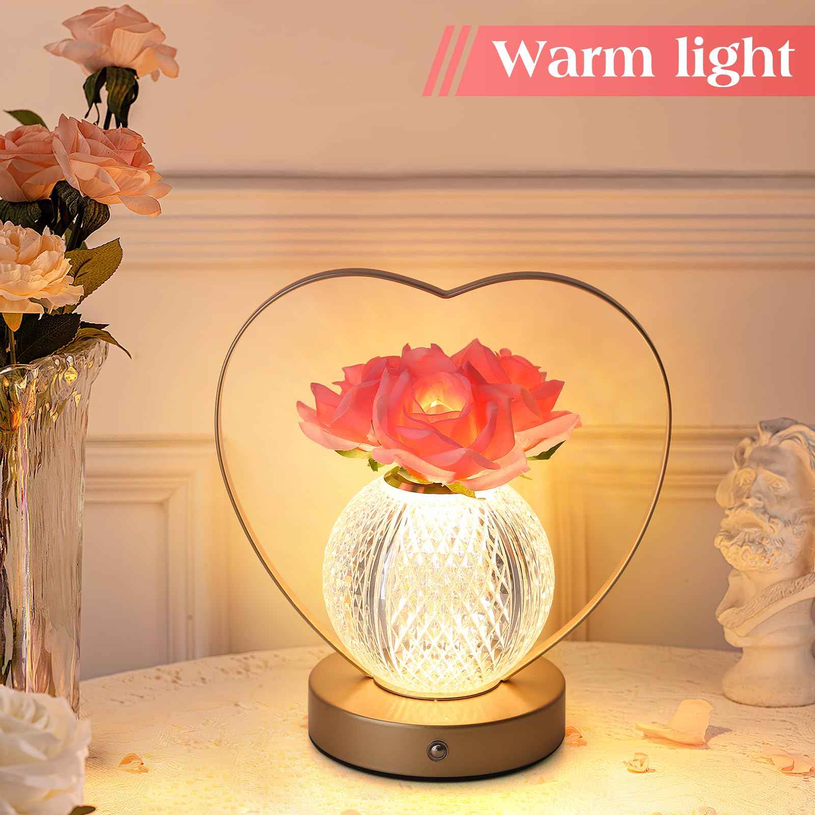 Sunflowers Flower Lamp,Rechargeable Cordless Touch Table Lamp,3-Colour Infinitely Dimming Small Night Light,Festival Restaurant Bedroom Bar Coffee Shop Birthday Gifts for Women Mom