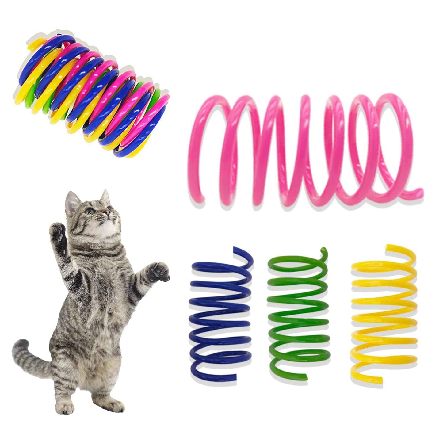 Cat Toys for Indoor Cats - 34 Packs Interactive Set with Colorful Springs, Mouse Toy, Catnip Ropes, Balls, Bells, and Sisal Ball for Kittens