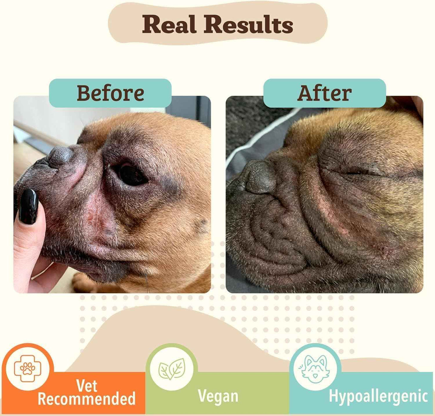 Natural Dog Company Wrinkle Wipes for Dogs, 100 Count, Hypoallergenic Dog Wipes, Wrinkle Wipes French Bulldog, Cleaning & Deodorizing, Dog Wipes for Grooming Faces, Paws & Butts