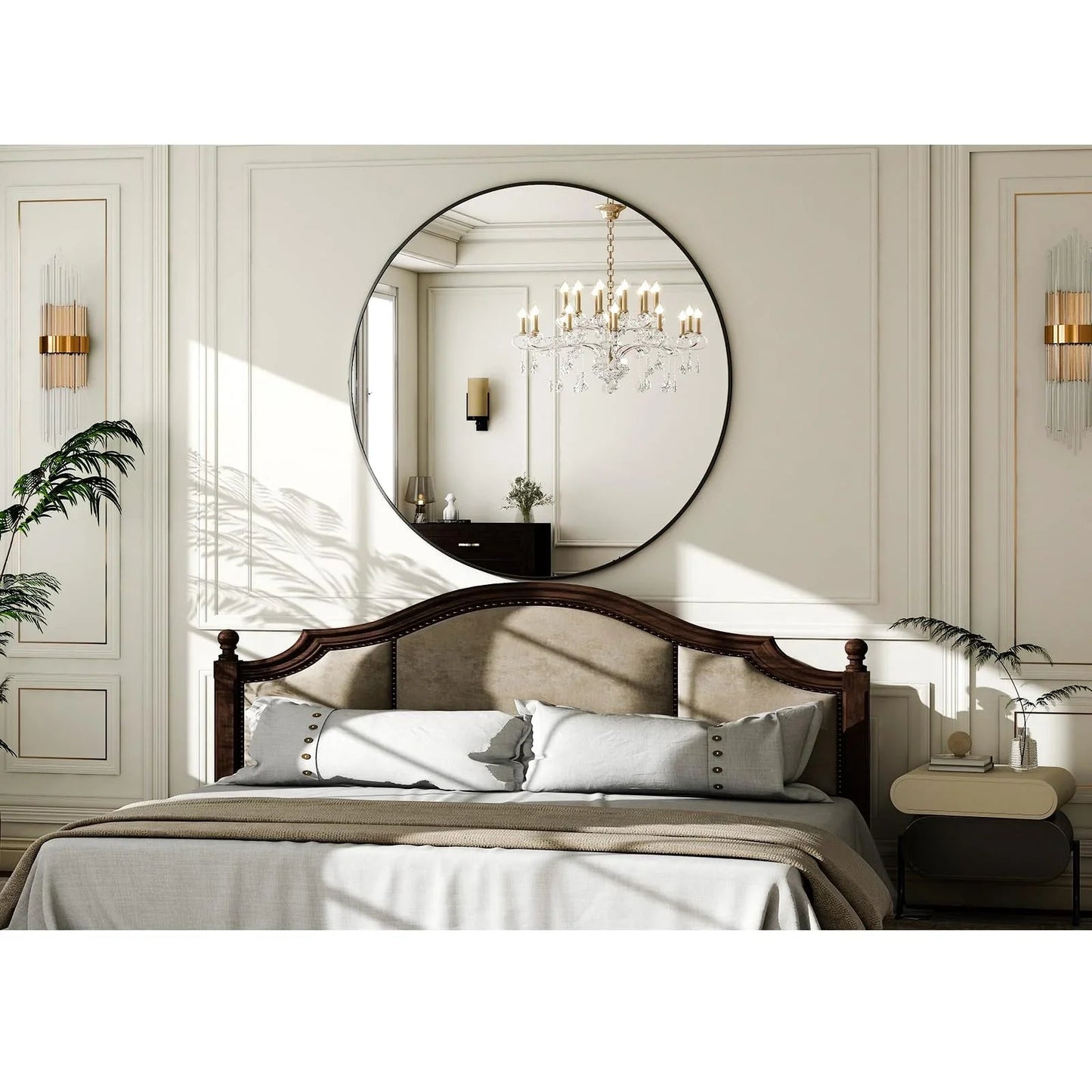 HARRITPURE Round Mirror 30 Black Wall Mounted Circle Mirrors Vanity Mirror with Brushed Aluminum Alloy Frame Modern Decoration for Bathroom, Living Room, Vanity, Bedroom, Entryway jlhbookstore.store