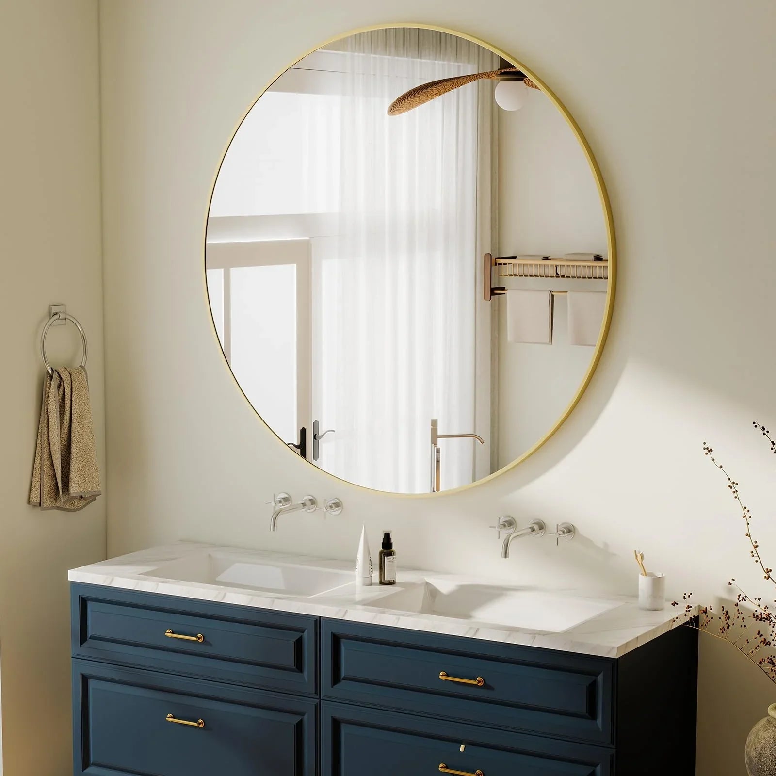 HARRITPURE Round Mirror 30 Black Wall Mounted Circle Mirrors Vanity Mirror with Brushed Aluminum Alloy Frame Modern Decoration for Bathroom, Living Room, Vanity, Bedroom, Entryway jlhbookstore.store