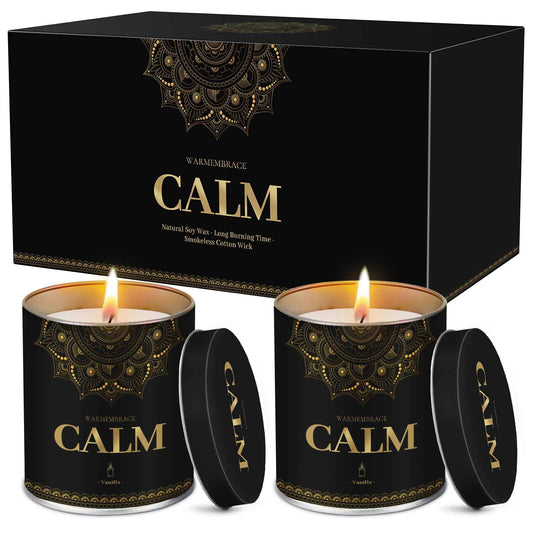 WarmEmbrace Lavender Scented Candles, 9 Oz Jar Candles for Home, Office, Meditation, Yoga, Candles for Women & Men, Birthday, Christmas, Valentine's Day Present, Elegant Decorative Accent