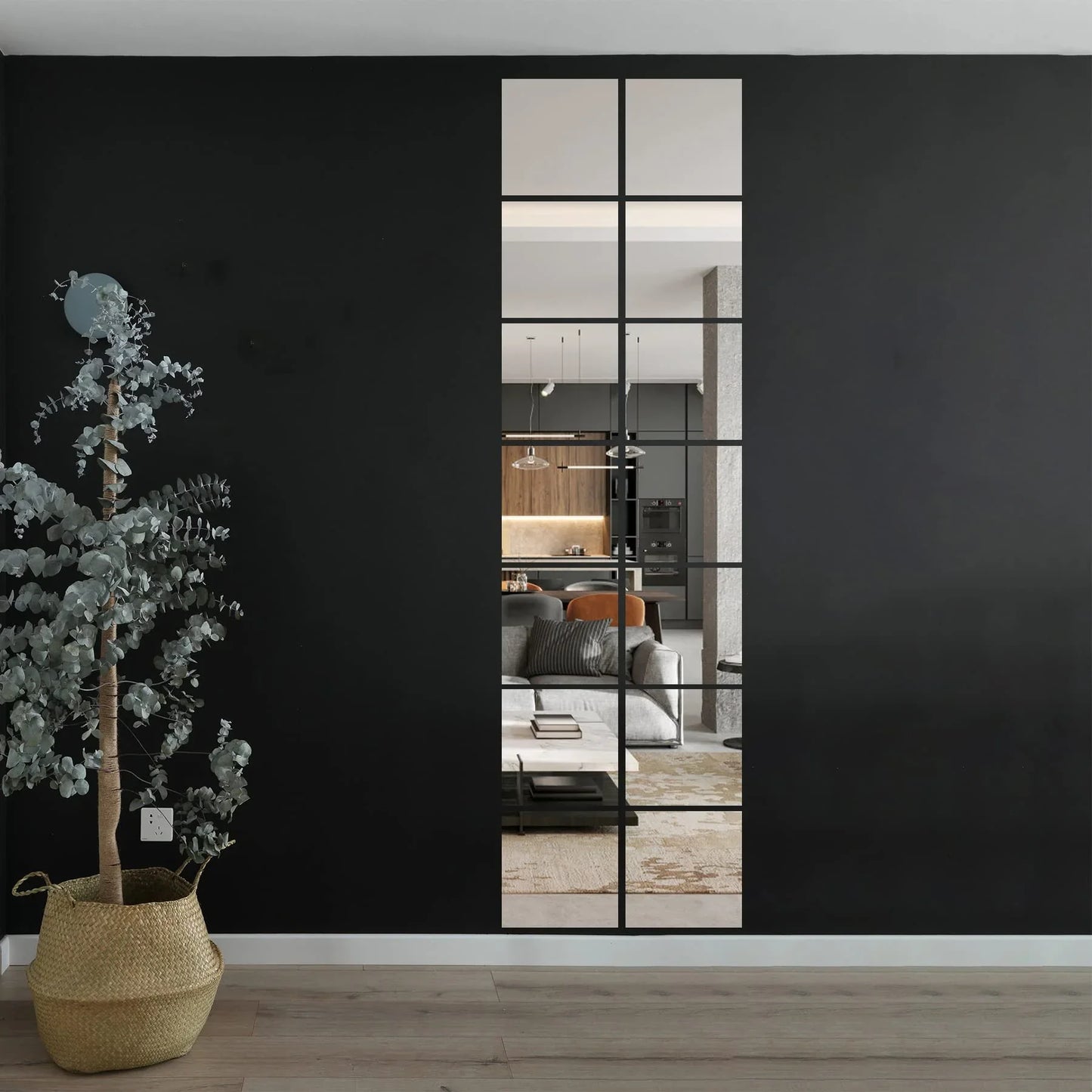 Delma Home Gym Mirrors, 12'' x 12'' Glass Mirror Tiles (16 PCS), Square Large Wall Mirror for Home Gym, Bedroom, Door,Bathroom, Frameless Mirror Sets - Jlhbookstore.store