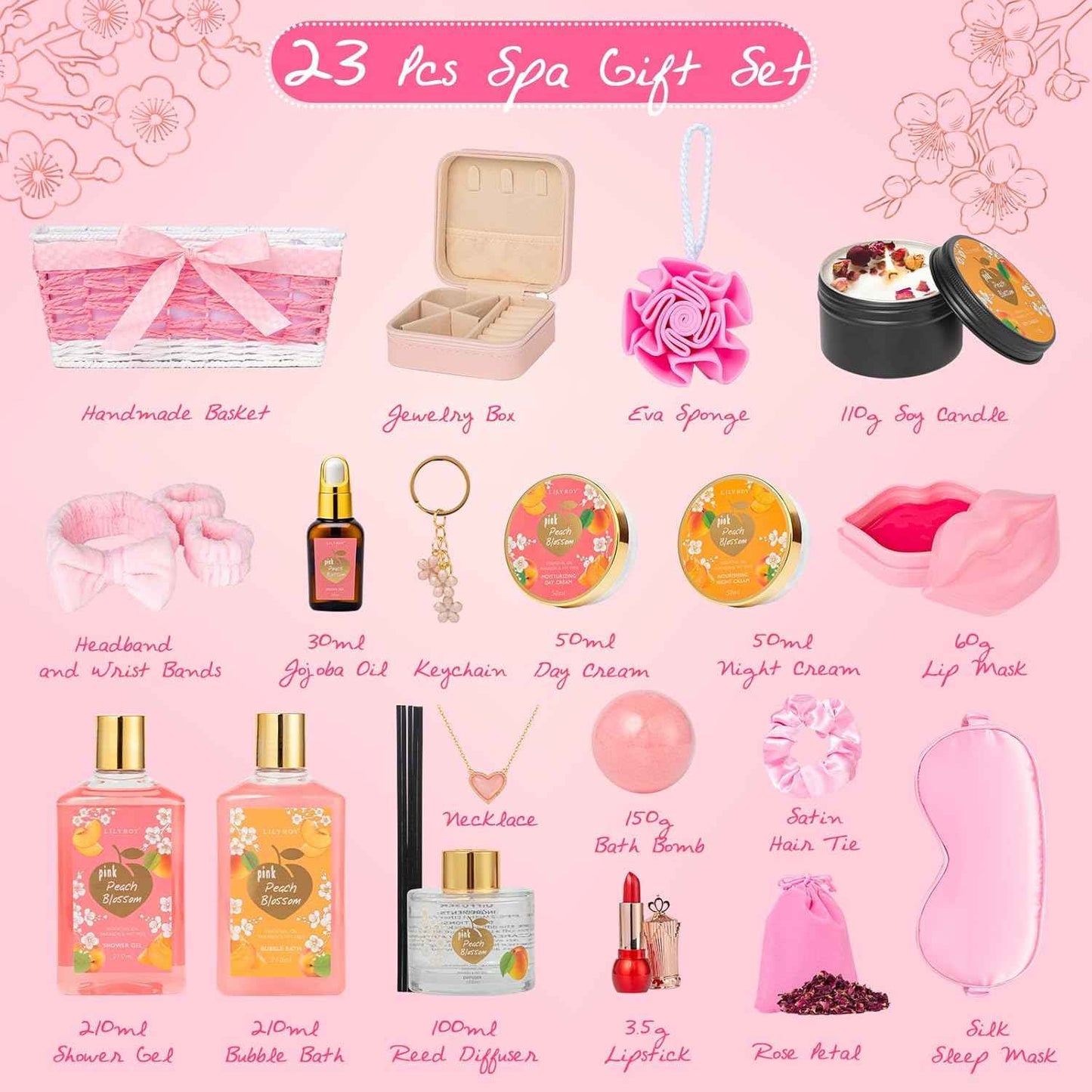 25Pcs Christmas Gifts for Women - Luxury Bath and Body Spa Gift Basket for Women with Necklace | Relaxing Care Kit Valentine's Mothers Day Gifts for Mom Gift Baskets for Anniversary or Bridal Shower