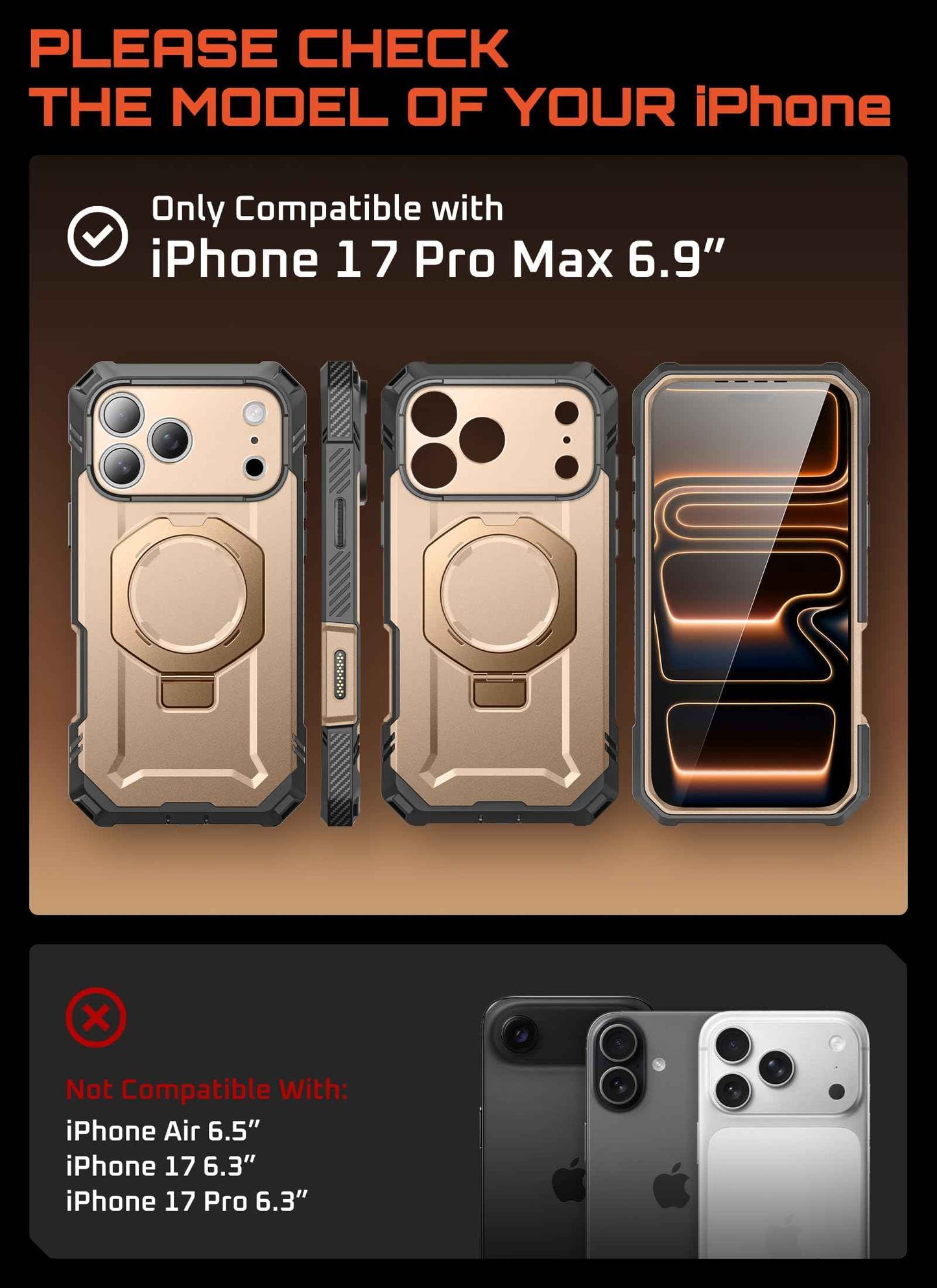 SUPCASE for iPhone 17 Pro Max Case (UBGrip Pro), [Built-in Tempered Glass Screen Protector & Stand] [Camera Control Cover] [Compatible with MagSafe] Full Body Heavy Duty Magnetic Phone Case, Coral