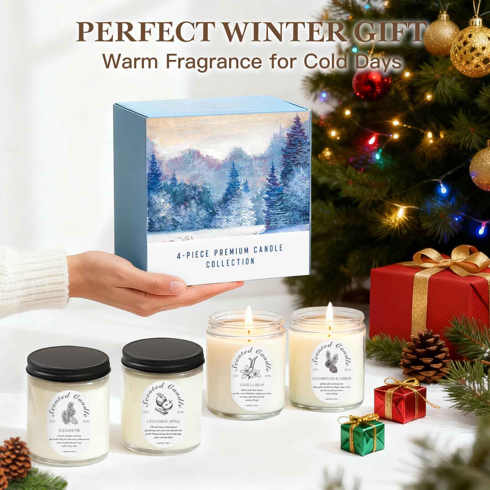 Lavender Candle Gift Set, 4 Pack Soy Wax Scented Candles for Home – Lavender, Sage & Ponderosa Pine – Aromatherapy Candles for Relaxation, Stress Relief & Christmas Gifts for Women