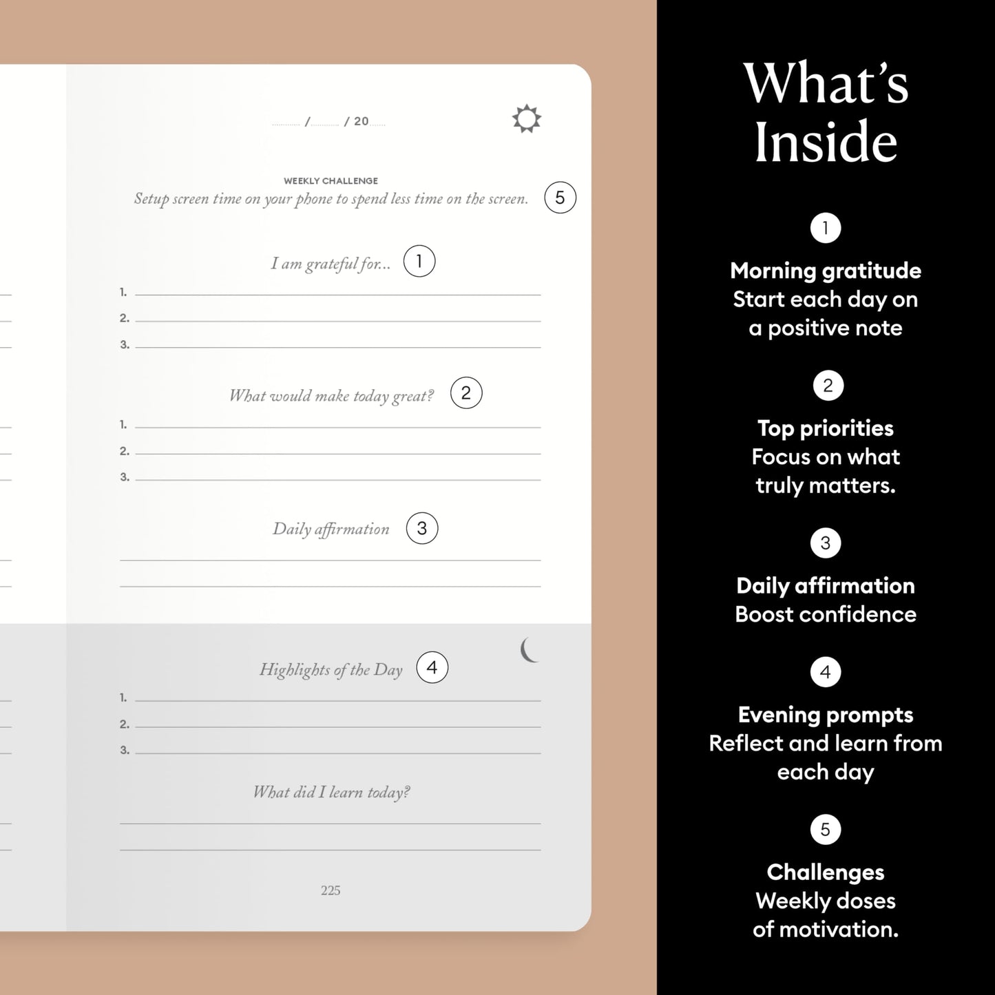 Intelligent Change The Five Minute Journal - Original Daily Gratitude Journal 2025 for Happiness, Mindfulness & Reflection - Daily Affirmations - Undated Planner Gifts for Women & Men jlhbookstore.store