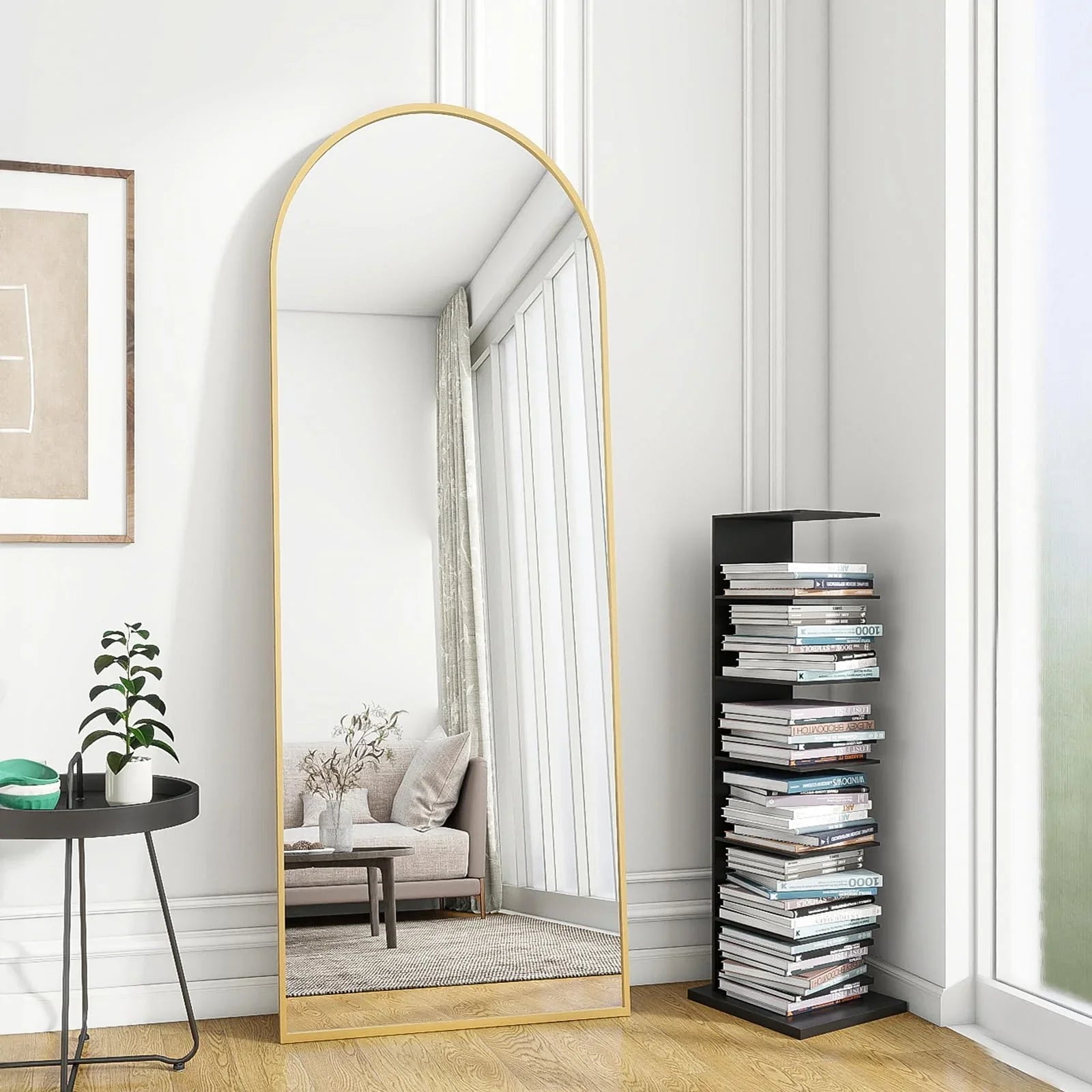 OGCAU Floor Full Length Mirror, 56"x20" Arched Full Body Mirror, Hanging or Leaning, Standing, Wall Mounted with Aluminum Frame for Bedroom Living Room, White jlhbookstore.store