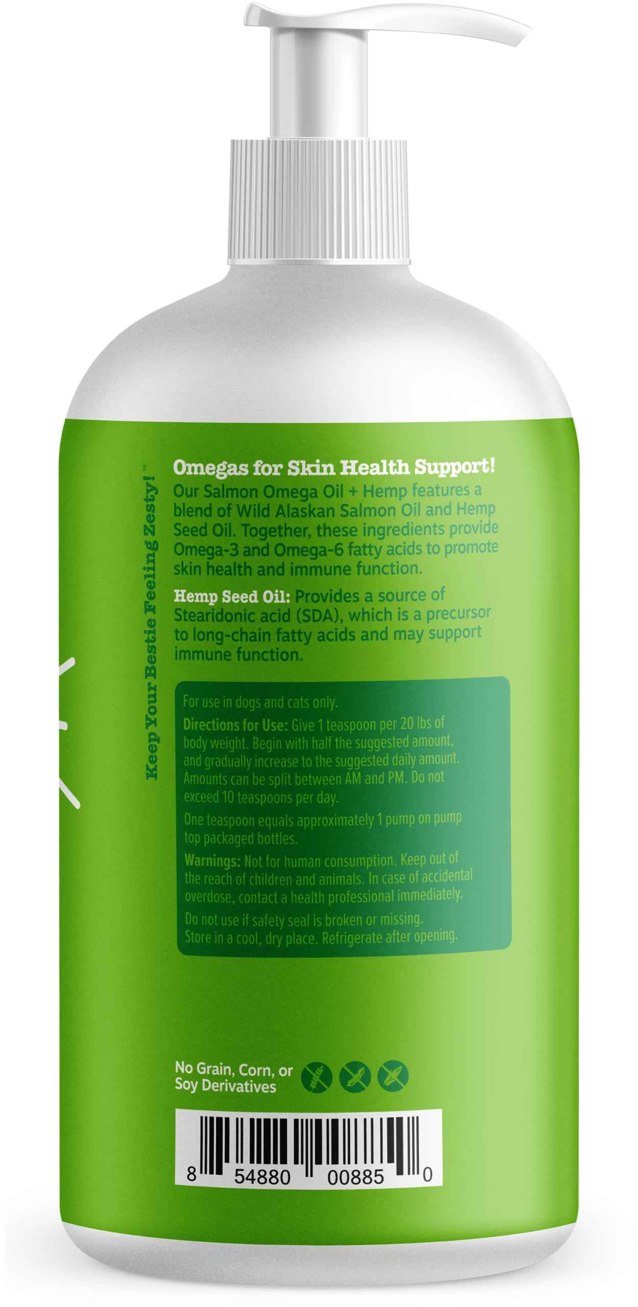 Zesty Paws Wild Alaskan Omega-3 Blend Pollock + Salmon Oil for Dogs and Cats- Skin and Coat Support, Omega 3 Supplement for Pets, 8.5oz