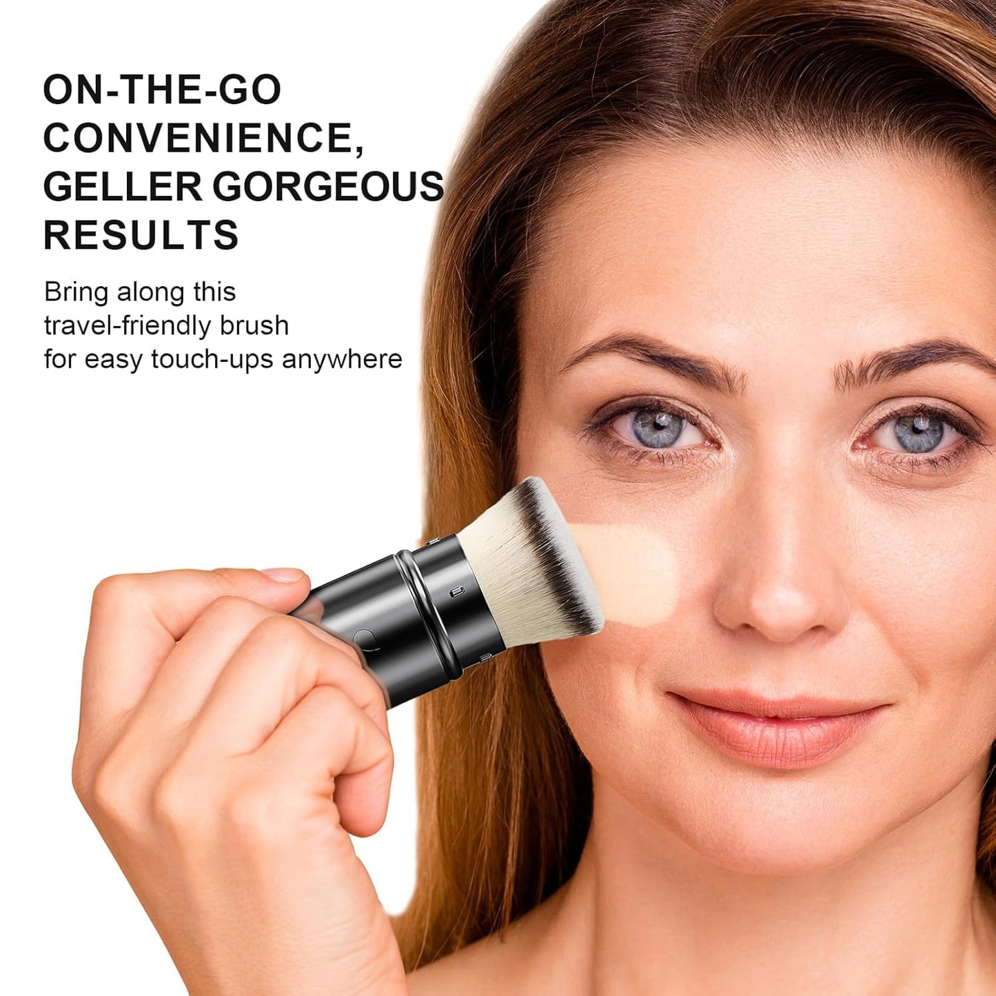 DUcare Kabuki Foundation Brush for Liquid Makeup Flat Top Professional Stick Buffing Blending Mineral Powder Large Face Makeup Brush, Black