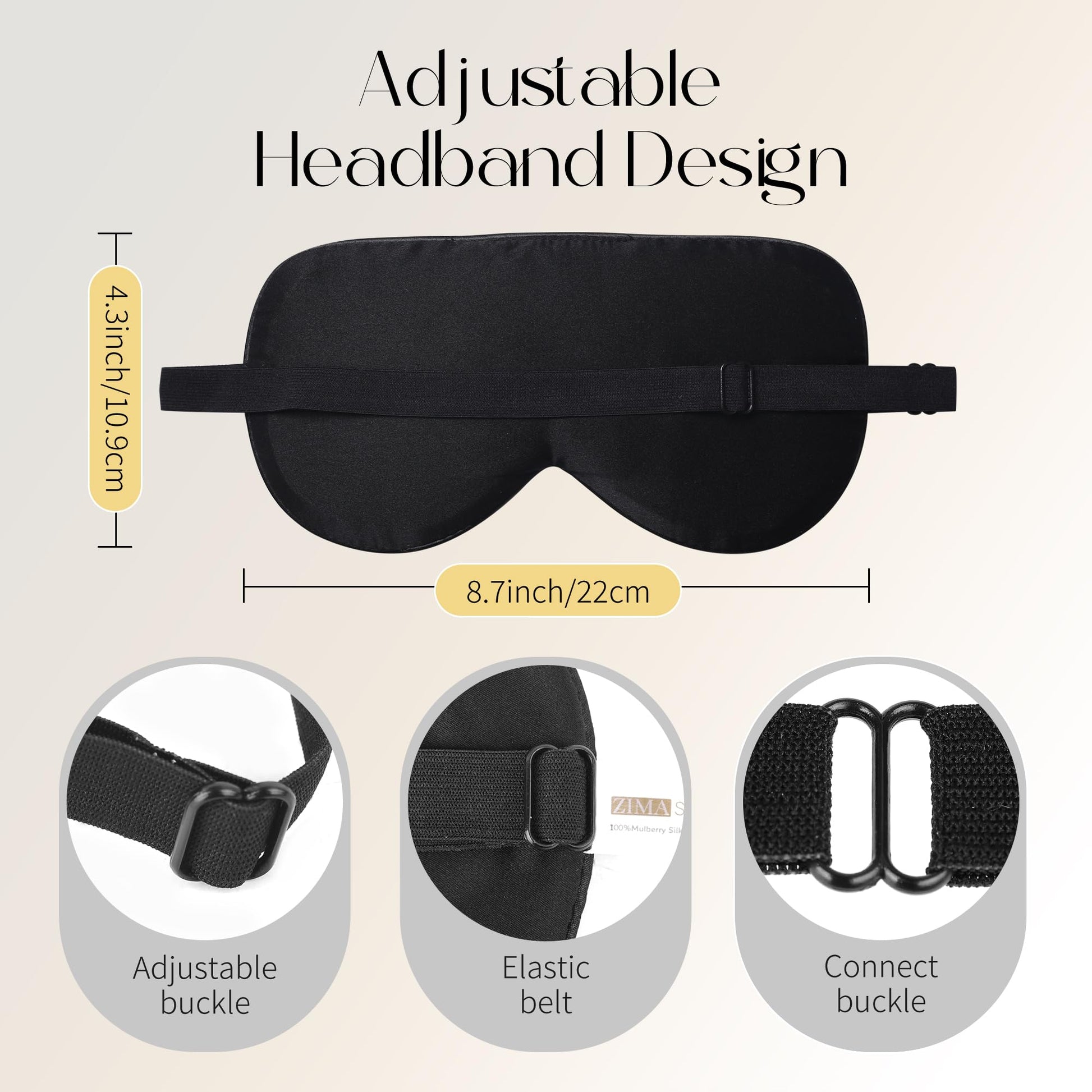 ZIMASILK 100% Mulberry Silk Sleep Mask with Adjustable Strap, Super-Smooth Soft Natural Silk Eye Mask for Sleep, Multiple Color Options(Navy Blue) jlhbookstore.store
